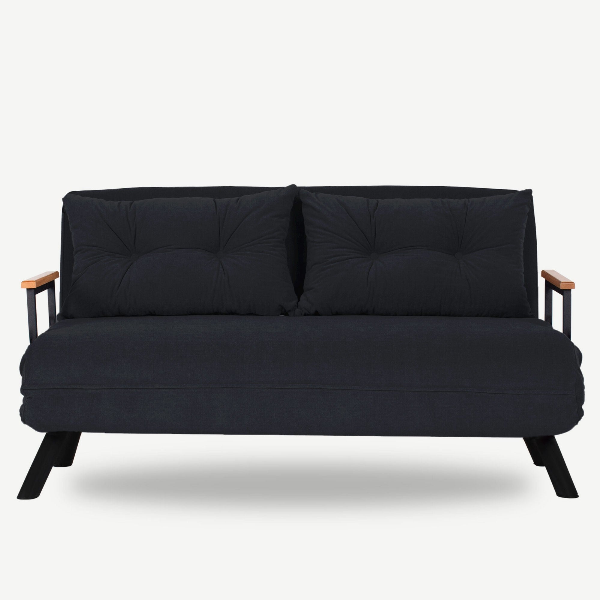 Erleben Sie das Sando 2-Sitzer Schlafsofa in edlem Schwarz. Ideal für jeden Raum, vereint es modernes Design mit herausragendem Komfort und Flexibilität.