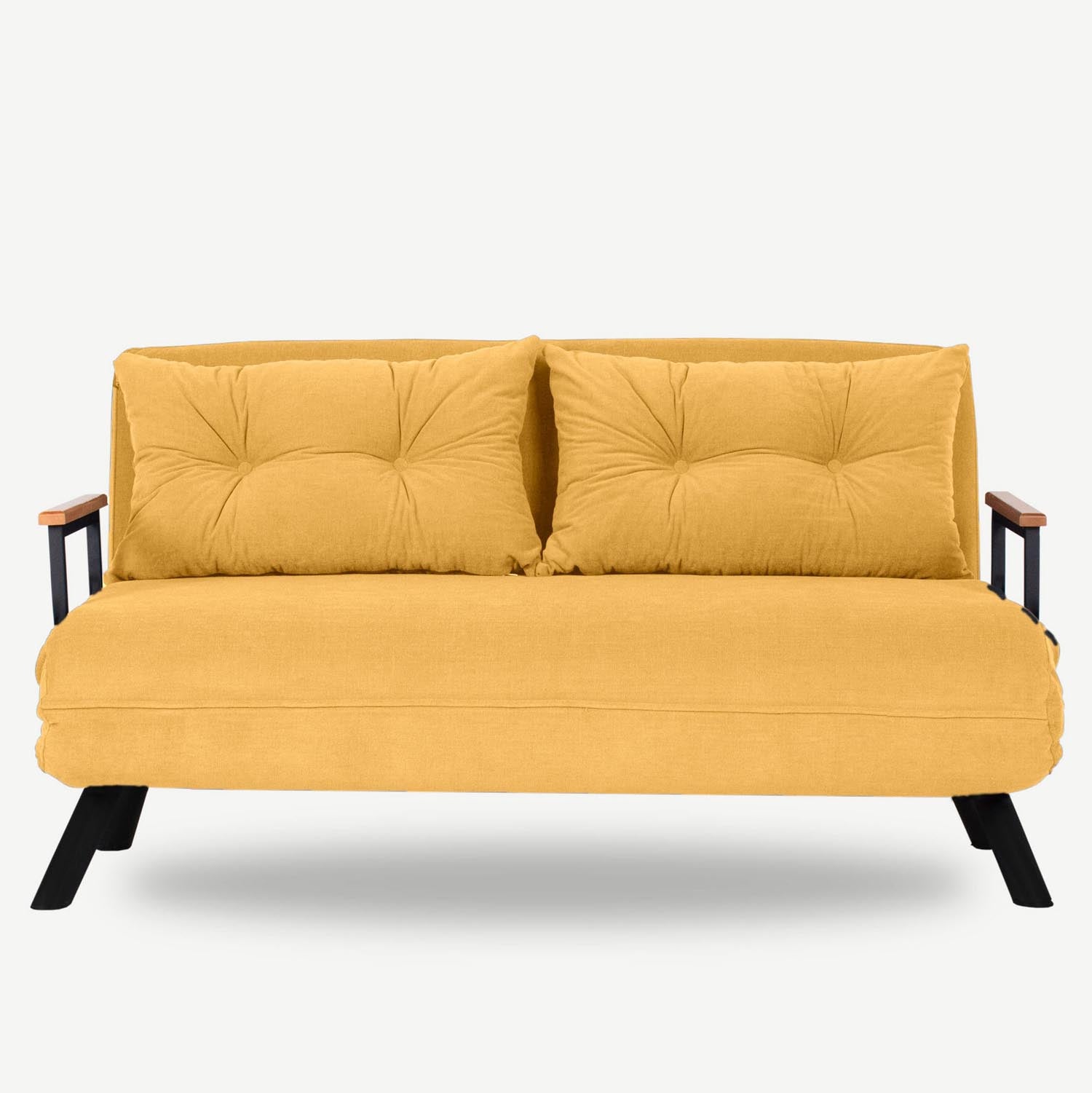 Erleben Sie das Sando 2-Sitzer Schlafsofa in strahlendem Senfgelb. Perfekt für kleine Räume, bietet es Komfort und Stil für Ihre Gäste!