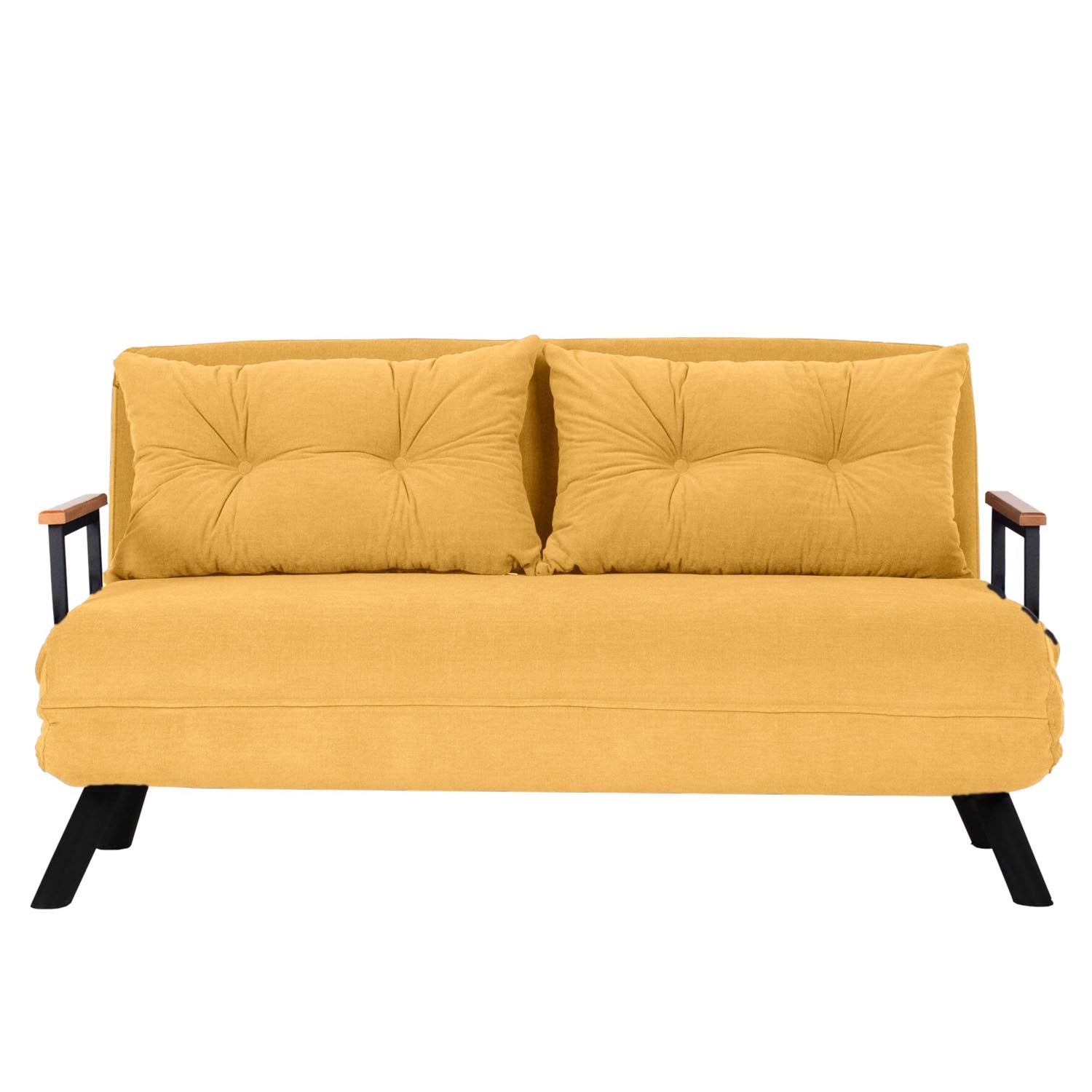 Entdecken Sie das Sando 2-Sitzer Schlafsofa in strahlendem Senfgelb. Ideal für jedes Zuhause, vereint es Funktionalität und modernes Design.