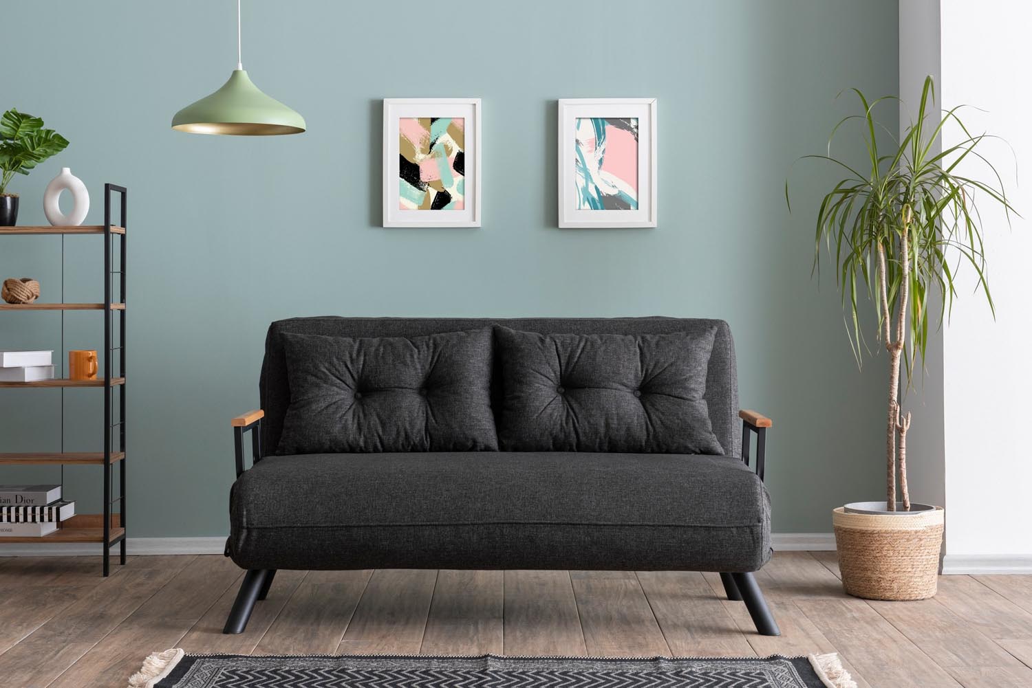 Entdecken Sie das Sando 2 Bettsofa in Dunkelgrau von Atelier Del Sofa – stilvoll, komfortabel und perfekt für kleine Räume.