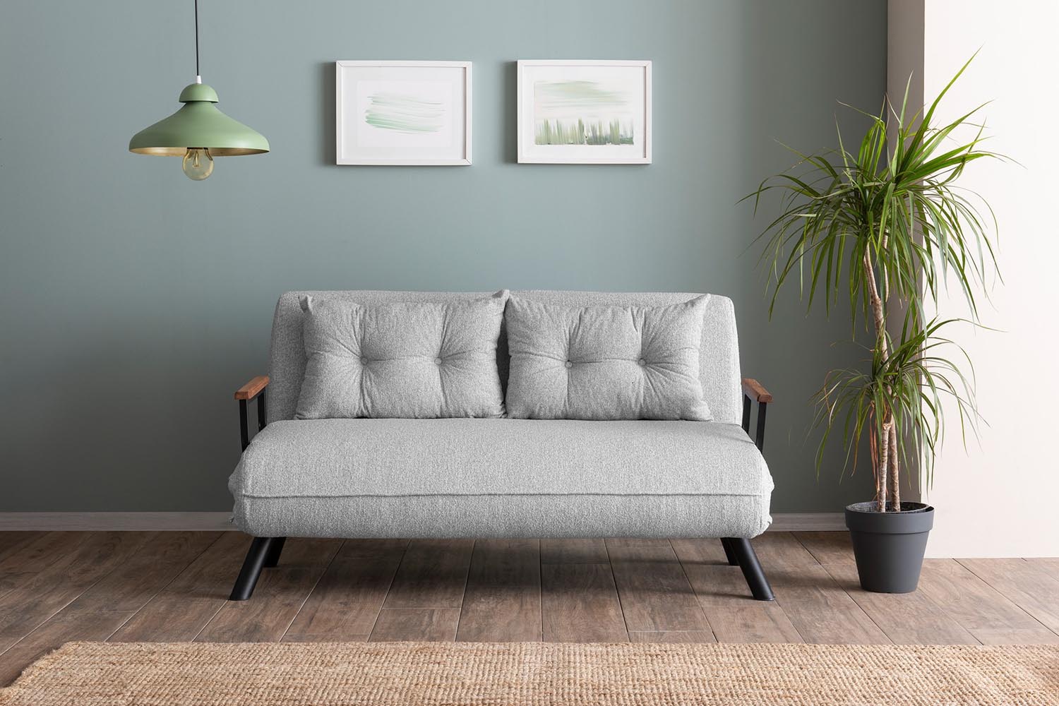 Erleben Sie das Sando 2-Sitzer Schlafsofa in Grau von Atelier Del Sofa. Stilvolles Design, hochwertiger Teddy-Stoff und multifunktional für Ihr Zuhause.