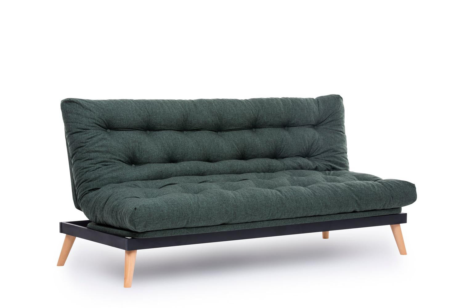 Erleben Sie das Saki Bettsofa in elegantem Grün – ein vielseitiges 3-Sitzer-Sofa, das Komfort und Stil vereint und Ihre Gäste begeistert!