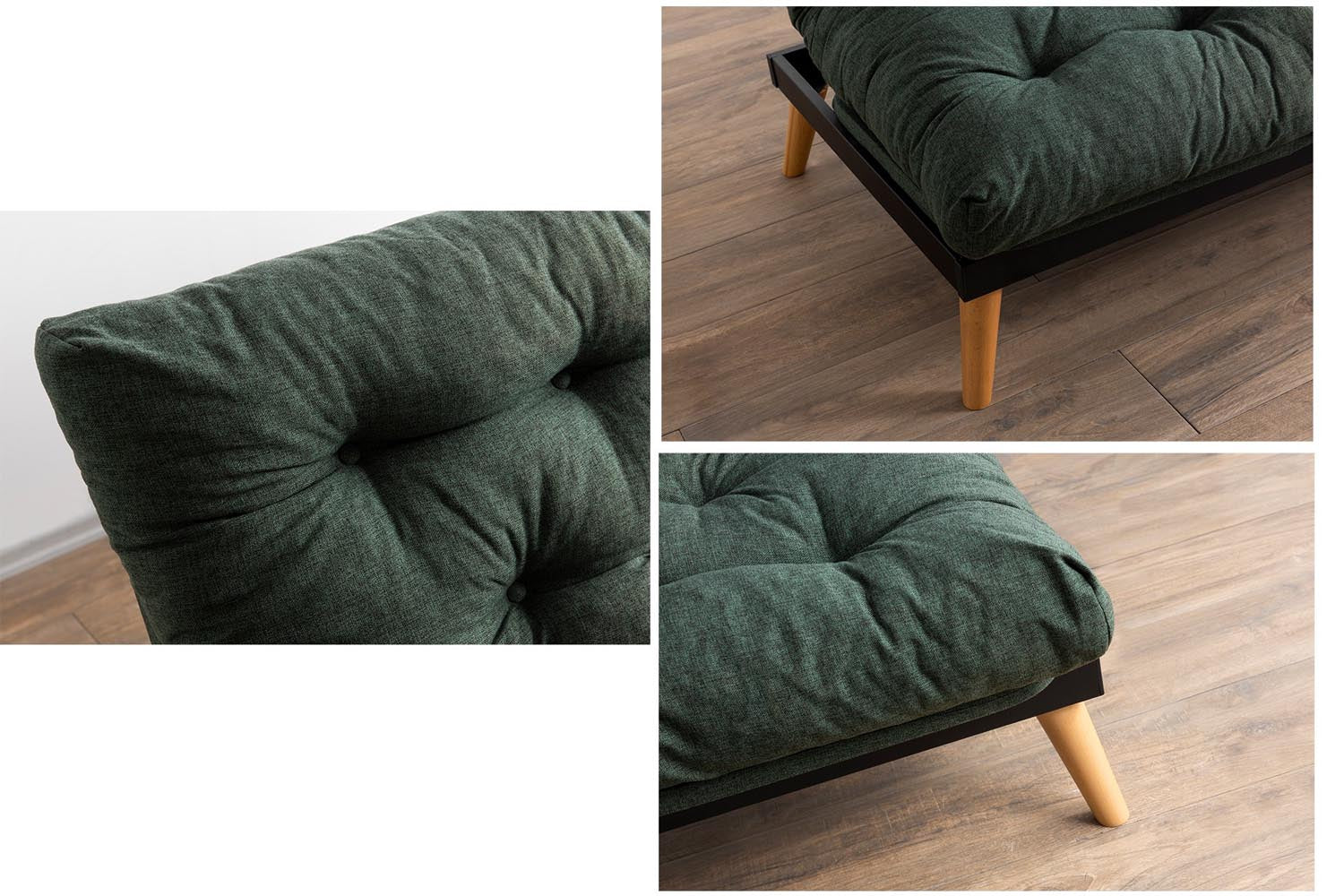Entdecken Sie das Saki Bettsofa in stilvollem Grün – ein elegantes 3-Sitzer-Modell, das Komfort und Funktionalität für Ihr Zuhause bietet!