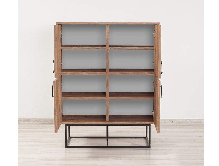 Verleihen Sie Ihrem Raum mit dem Quantum Solo Schrank in Atlantischer Kiefer Schwarz von Hanah Home einen modernen Look und optimalen Stauraum!