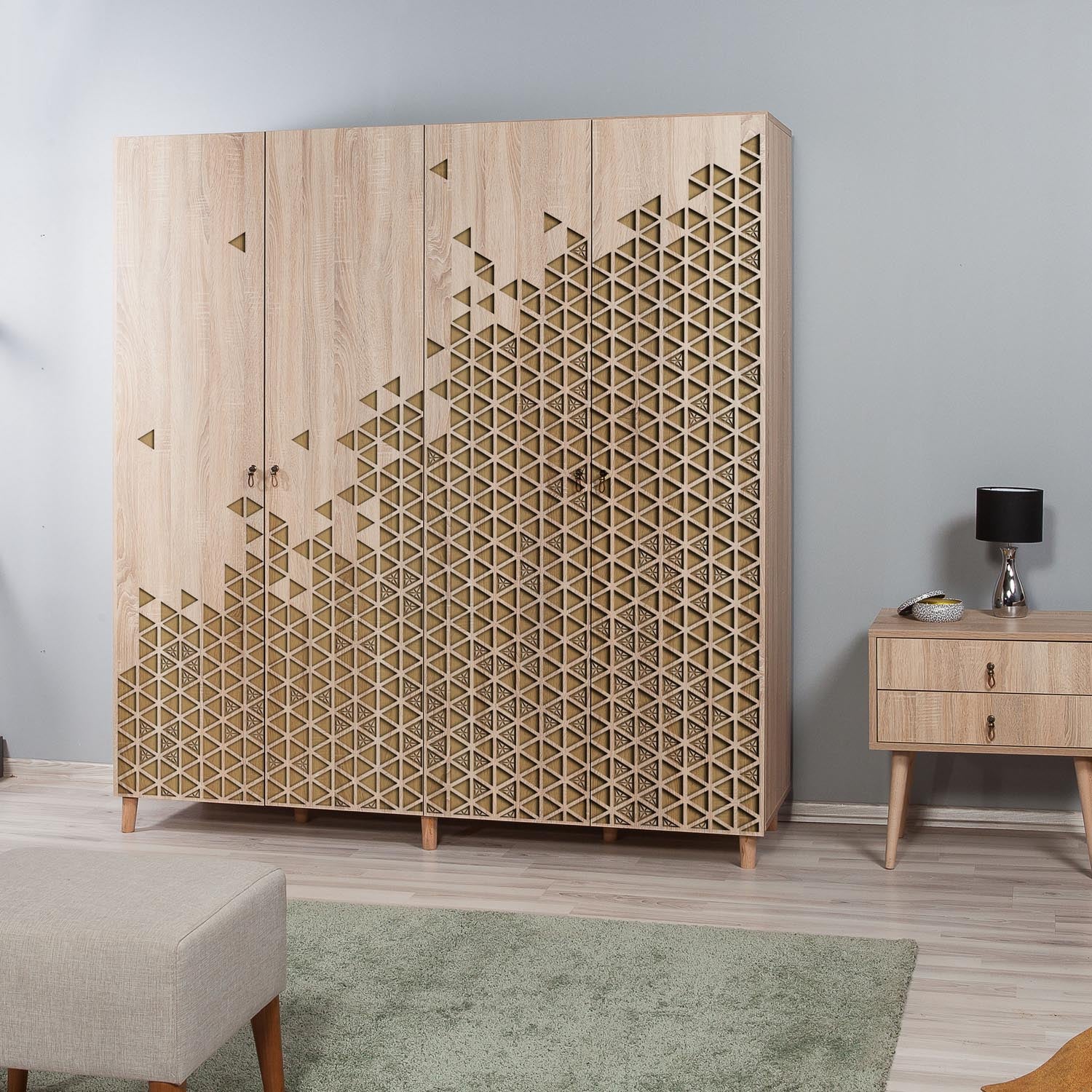 Entdecken Sie die stilvolle İmaj Garderobe in Sonoma Eiche von Hanah Home – ideal für eleganten Stauraum und modernes Design.