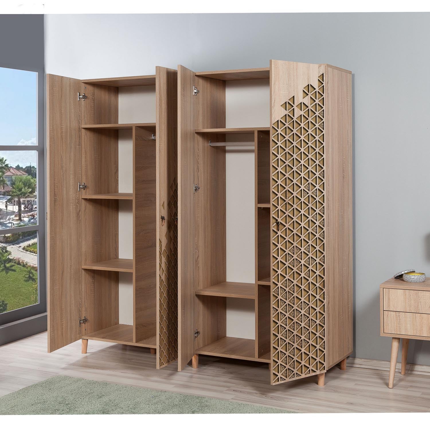 Entdecken Sie die stilvolle İmaj Garderobe in Sonoma Eiche von Hanah Home – ideal für eleganten Stauraum und modernes Design.