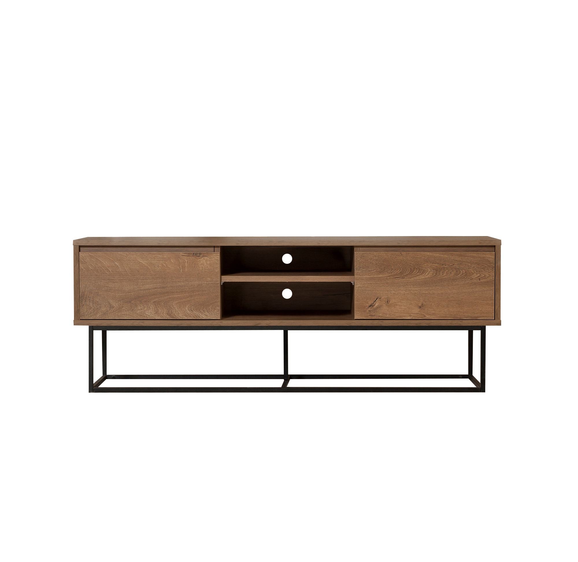 Entdecken Sie das Rodez 140 Sideboard von Hanah Home in Walnuss Schwarz – die perfekte Kombination aus modernem Design und praktischem Stauraum für Ihr Wohnzimmer!