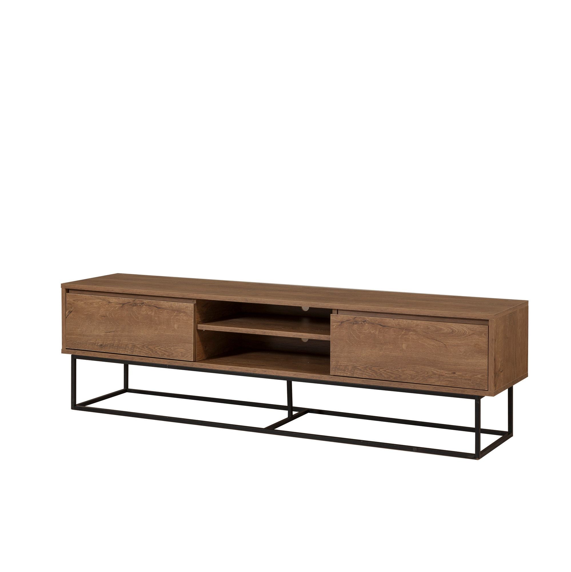 Entdecken Sie das Rodez 180 Sideboard von Hanah Home in Walnuss Schwarz – stilvolles Design trifft auf praktischen Stauraum für Ihr Zuhause.