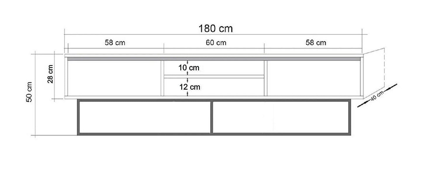 Entdecken Sie das Rodez 180 Sideboard von Hanah Home in Walnuss Schwarz – elegantes Design trifft auf funktionalen Stauraum für Ihr Zuhause.