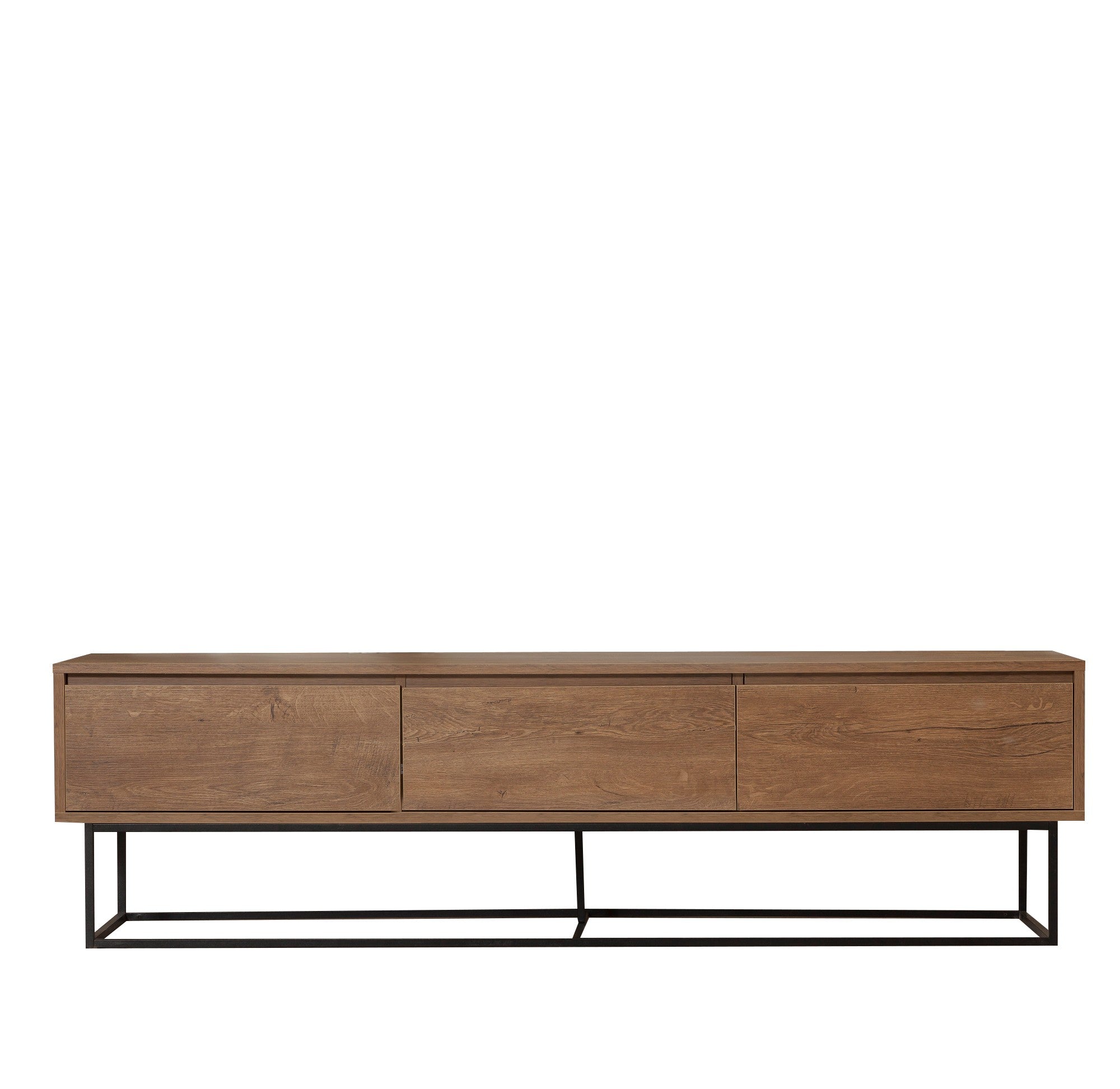 Erleben Sie das Milo 180 Sideboard von Hanah Home in Walnuss Schwarz – eine elegante Lösung für modernes Wohnen mit viel Stauraum und zeitgemäßem Design!
