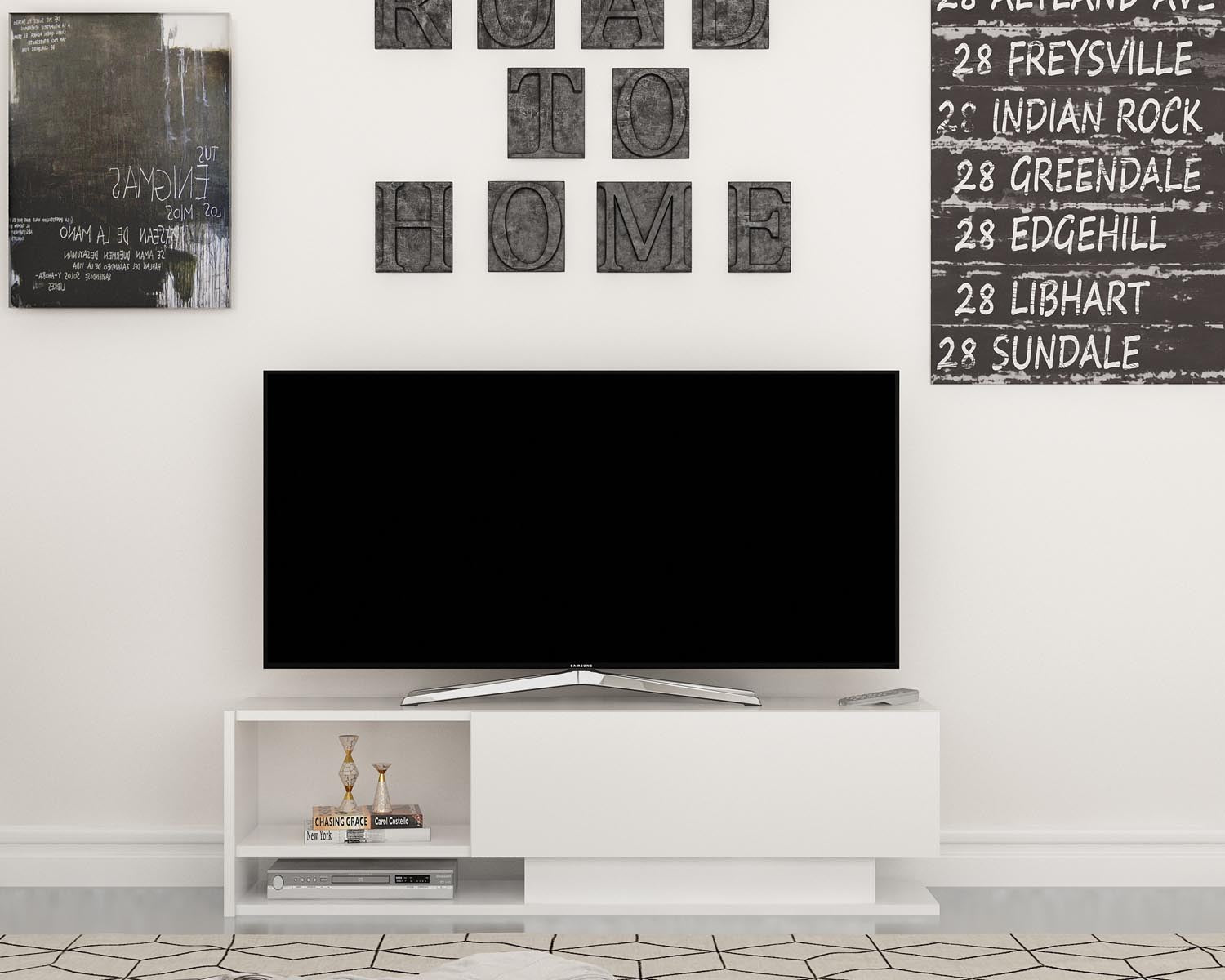 Erleben Sie das Damla Sideboard in Weiß von Hanah Home. Stilvolles, modernes Design mit viel Stauraum für ein aufgeräumtes und elegantes Zuhause.