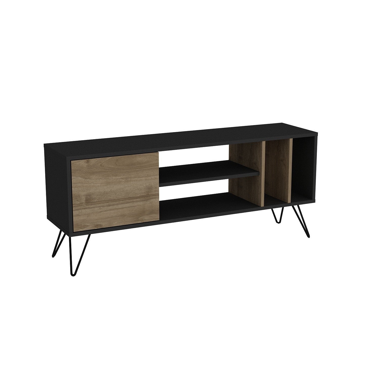 Entdecken Sie das Mistico (140) Sideboard in Walnuss Schwarz von Hanah Home – stilvolles Design trifft auf praktischen Stauraum für Ihr Zuhause.