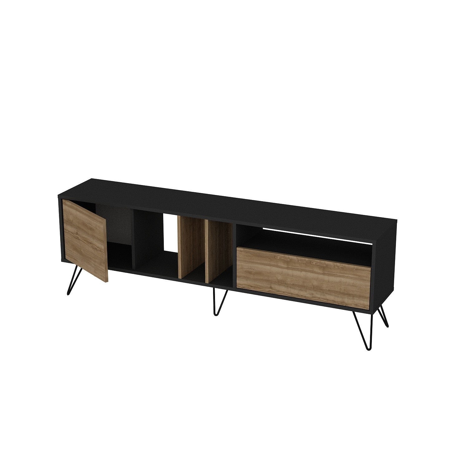 Gestalten Sie Ihr Zuhause mit dem modernen Mistico (180) Sideboard in Walnuss Schwarz von Hanah Home. Ideal für eleganten Stauraum und stilvolle Einrichtung.