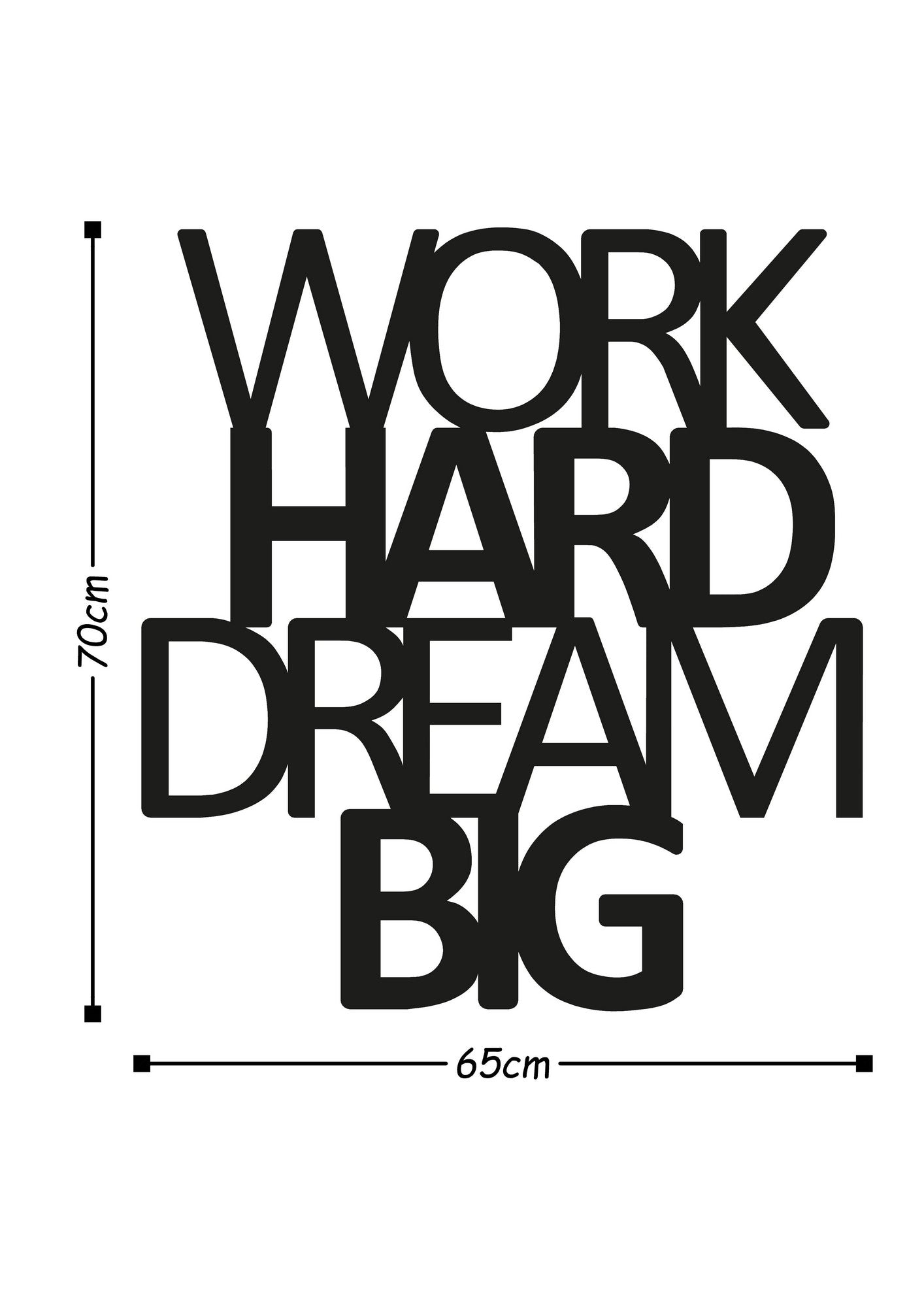 Gestalten Sie Ihre Wände neu mit der eleganten "Work Hard Dream Big" Wanddeko von Wallity in Schwarz – ein zeitloses Kunstwerk für jeden Raum.