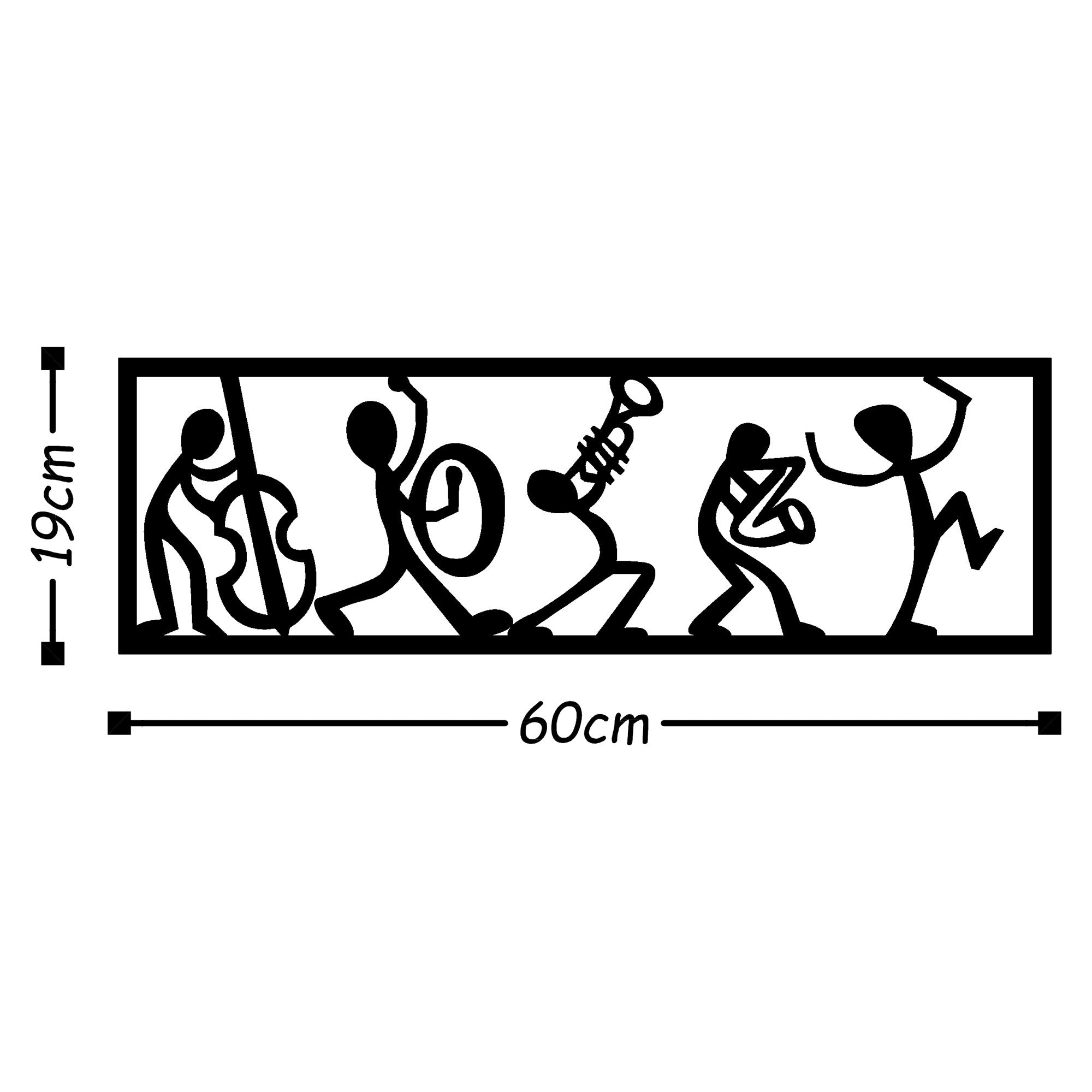 Gestalten Sie Ihre Wände mit der eleganten Wanddeko "Musicians - Black" von Wallity. Dieses stilvolle Metallkunstwerk bringt zeitlose Schönheit in jeden Raum.