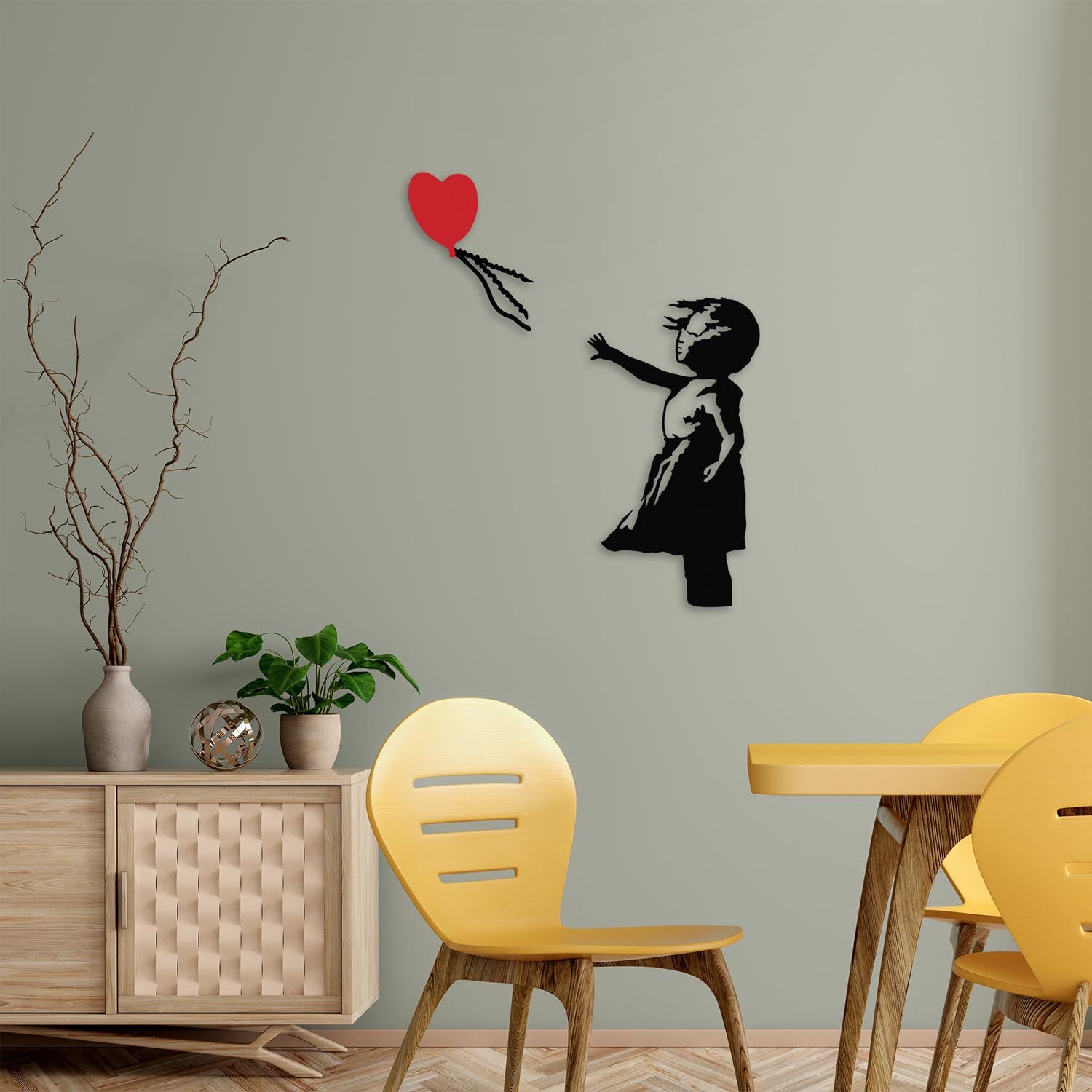 Verleihen Sie Ihrem Zuhause mit der beeindruckenden Banksy Wanddeko in Schwarz-Rot von Wallity einen kreativen Touch und stilvolle Eleganz!