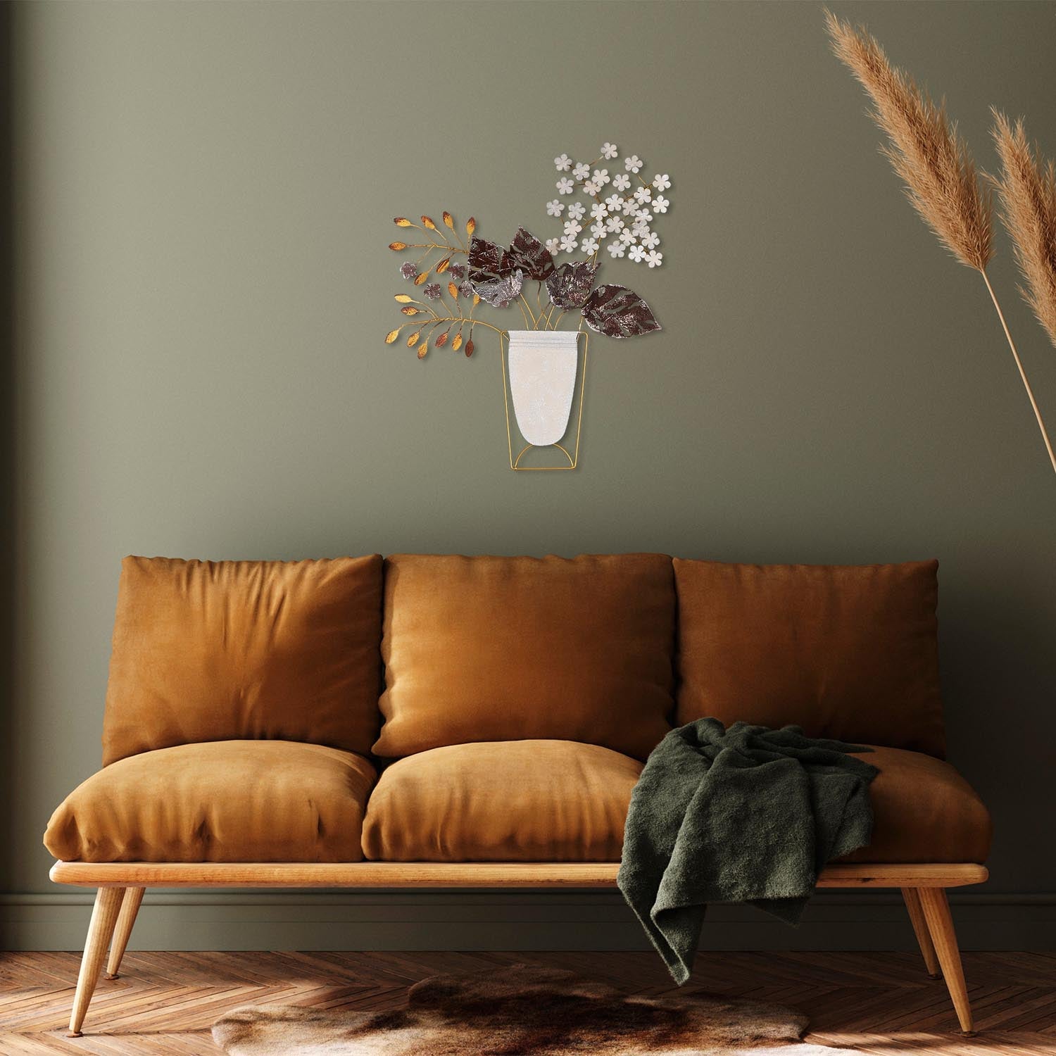 Entdecken Sie die handgemalte Wanddeko "Flowers in Pots" von Wallity – ein einzigartiges Metallkunstwerk, das jeden Raum verzaubert.