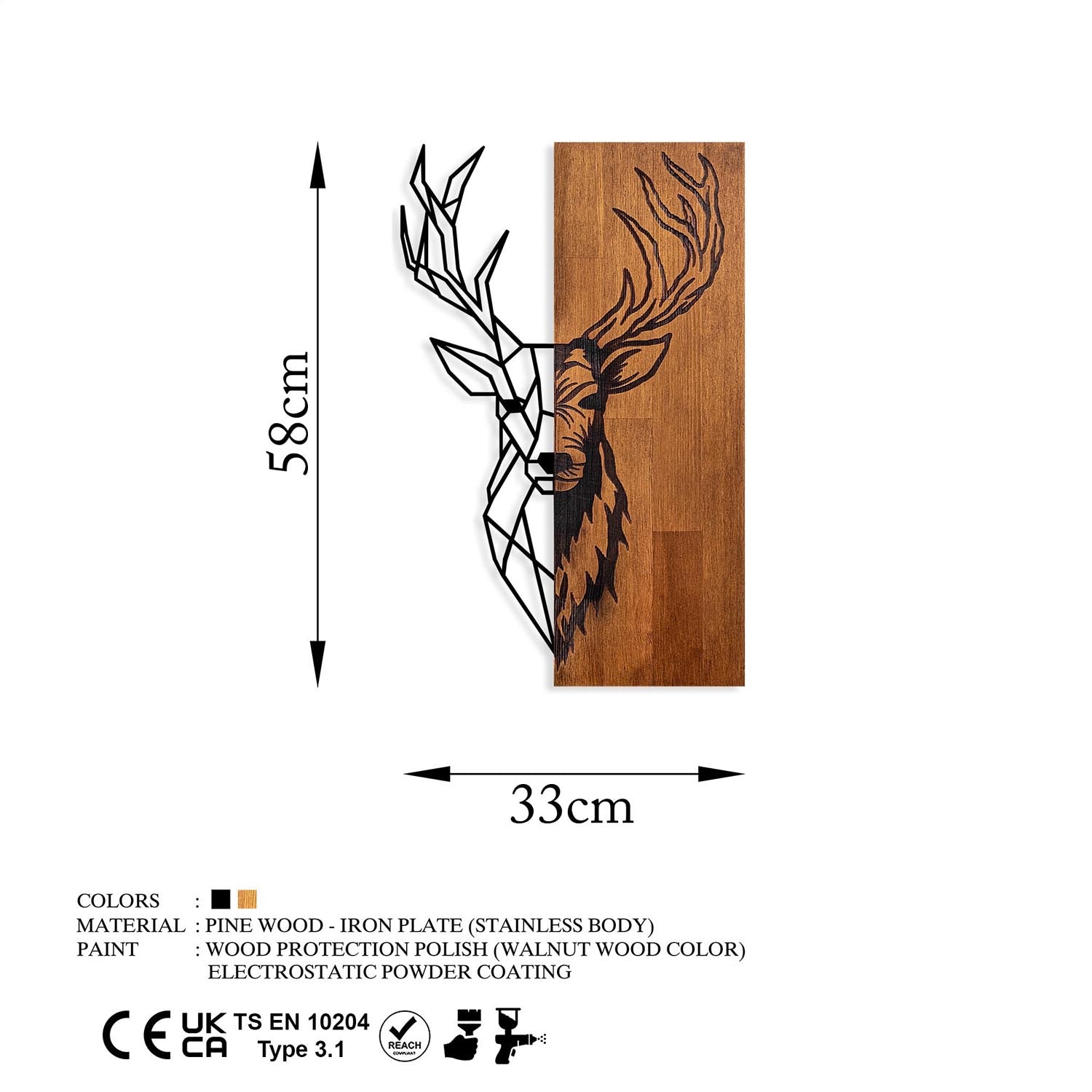 Décorations murales à cerf rouge 1 - Black en noyer