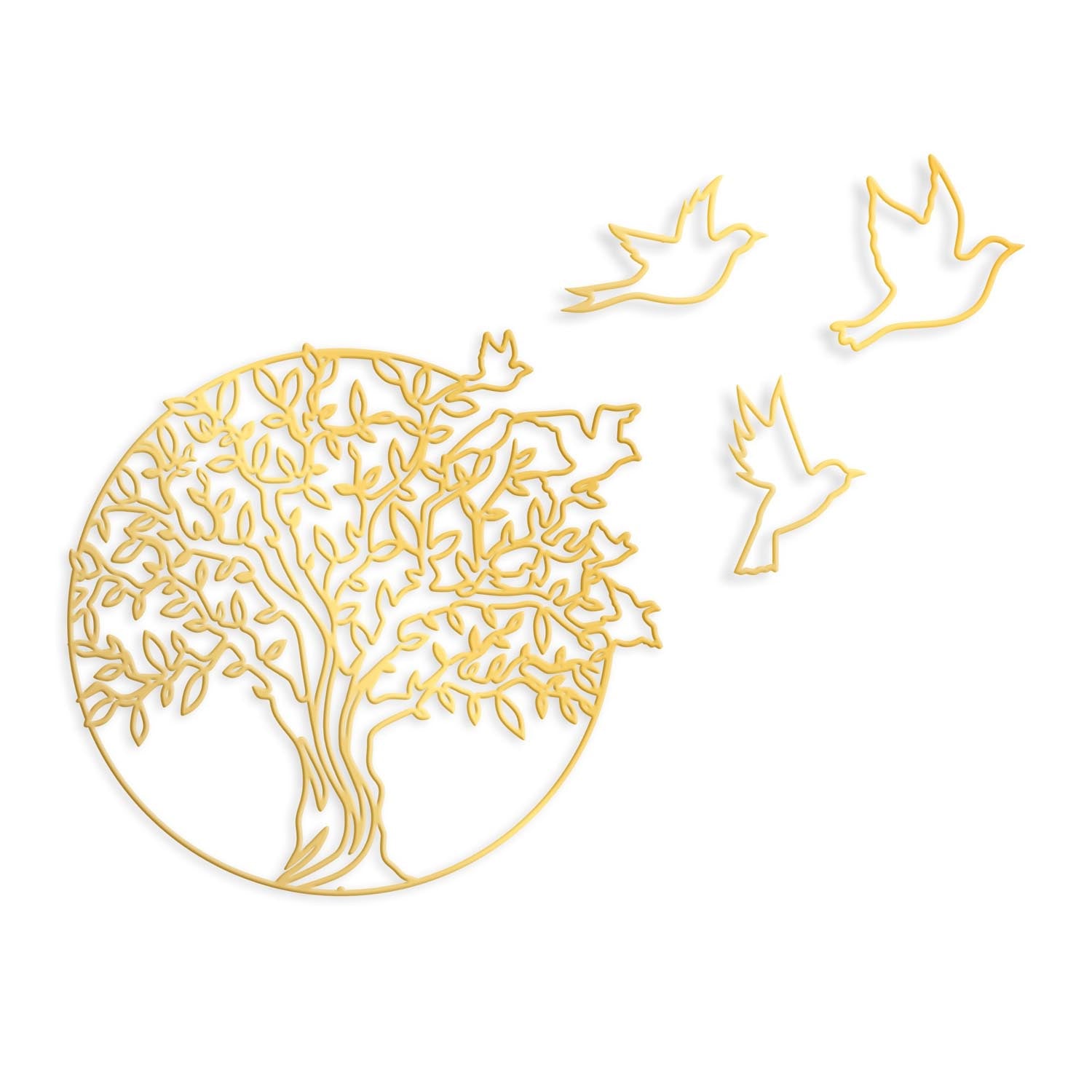 Tree And Birds 4 in Gold präsentiert im Onlineshop von KAQTU Design AG. Wanddeko ist von Wallity