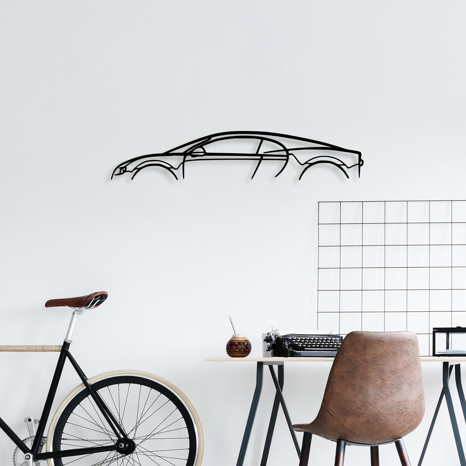 Verleihen Sie Ihrem Raum mit der Bugatti Veyron Silhouette Wanddeko von Wallity einen Hauch von Luxus. Hochwertiges Metall, stilvolles Design, ideal für jedes Zuhause.