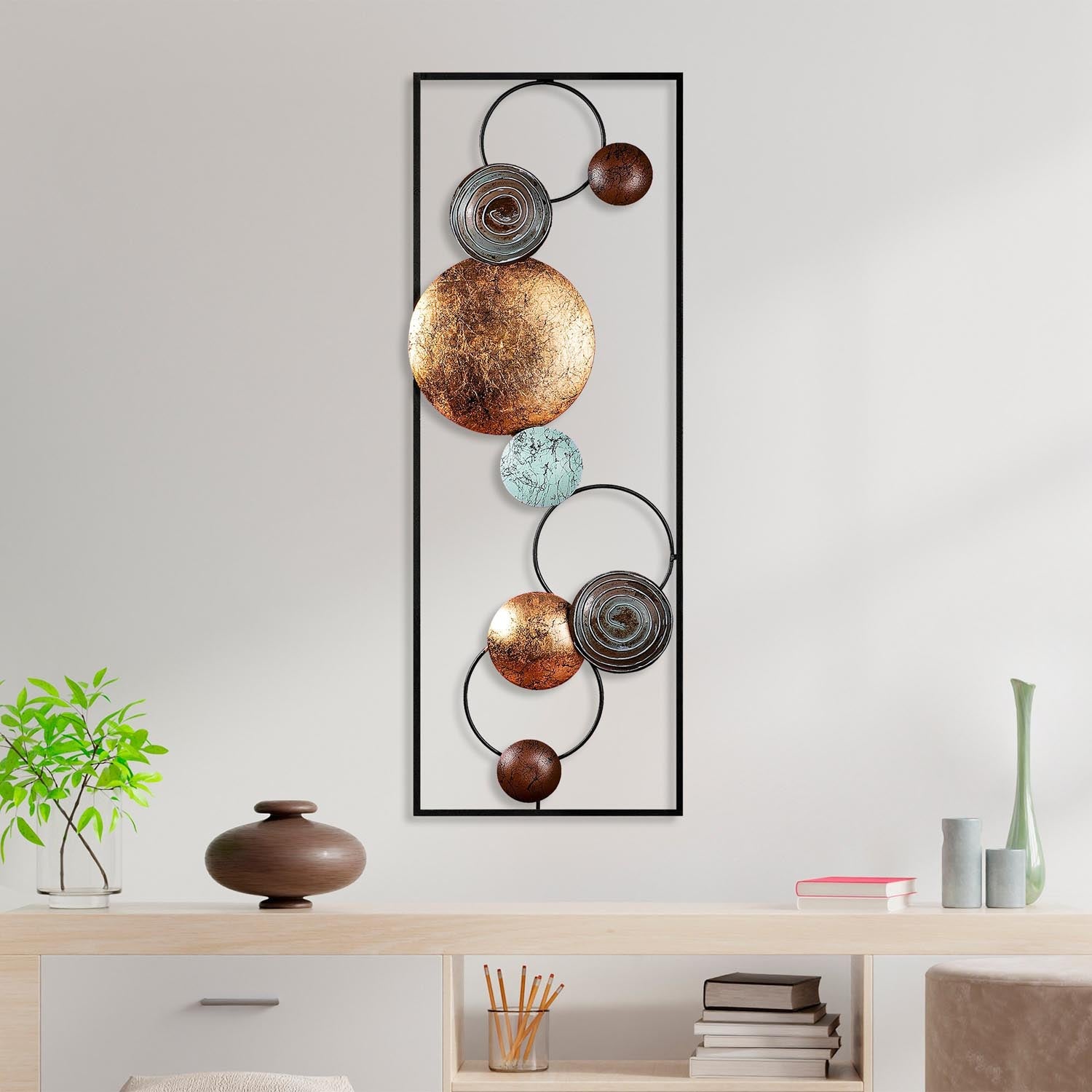 Verleihen Sie Ihrem Zuhause mit der mehrfarbigen Textured Wanddeko von Wallity einen Hauch von Stil und Kreativität – ein einzigartiges, handgemaltes Kunstwerk.