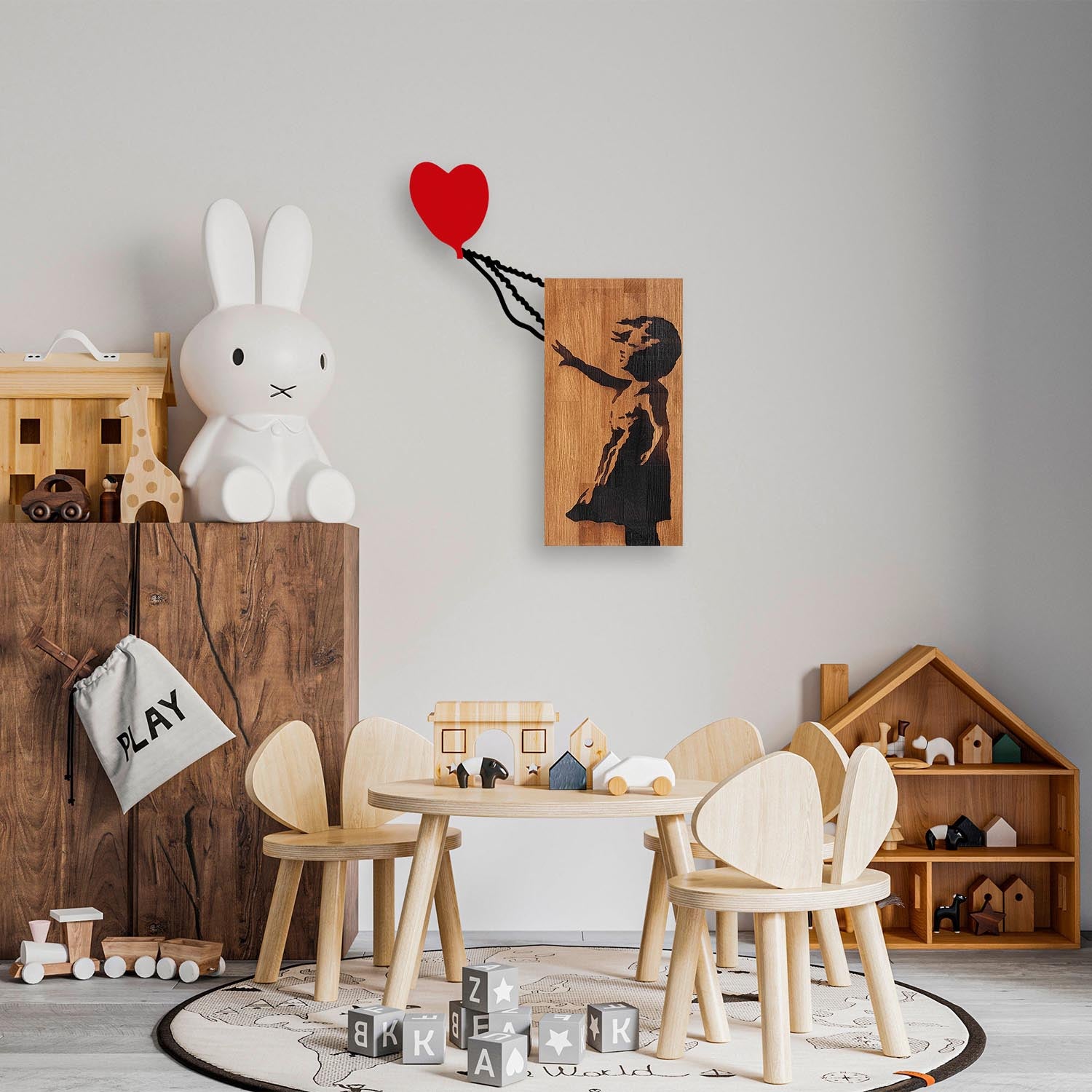 Banksy wall decoration - walnut black