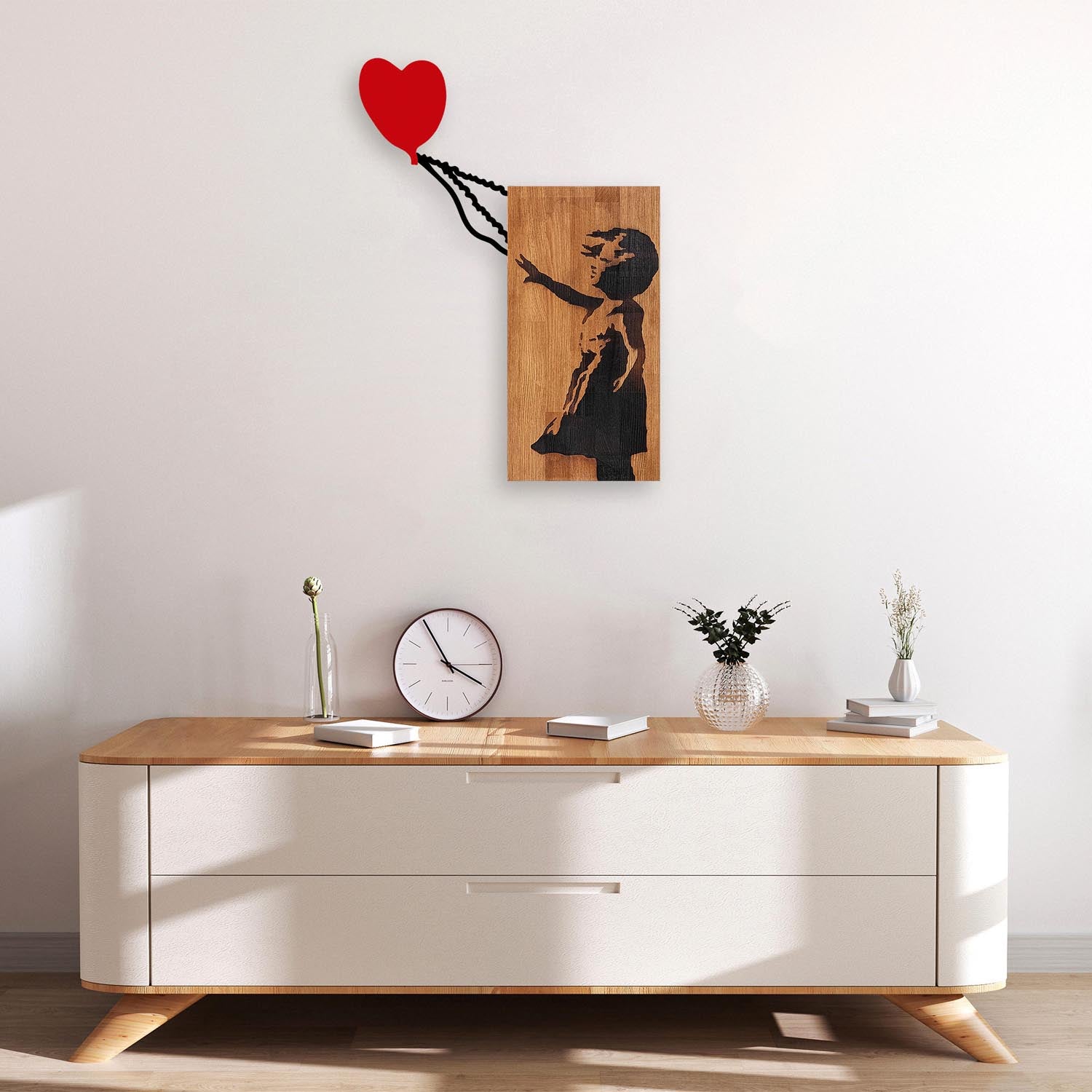 Banksy wall decoration - walnut black