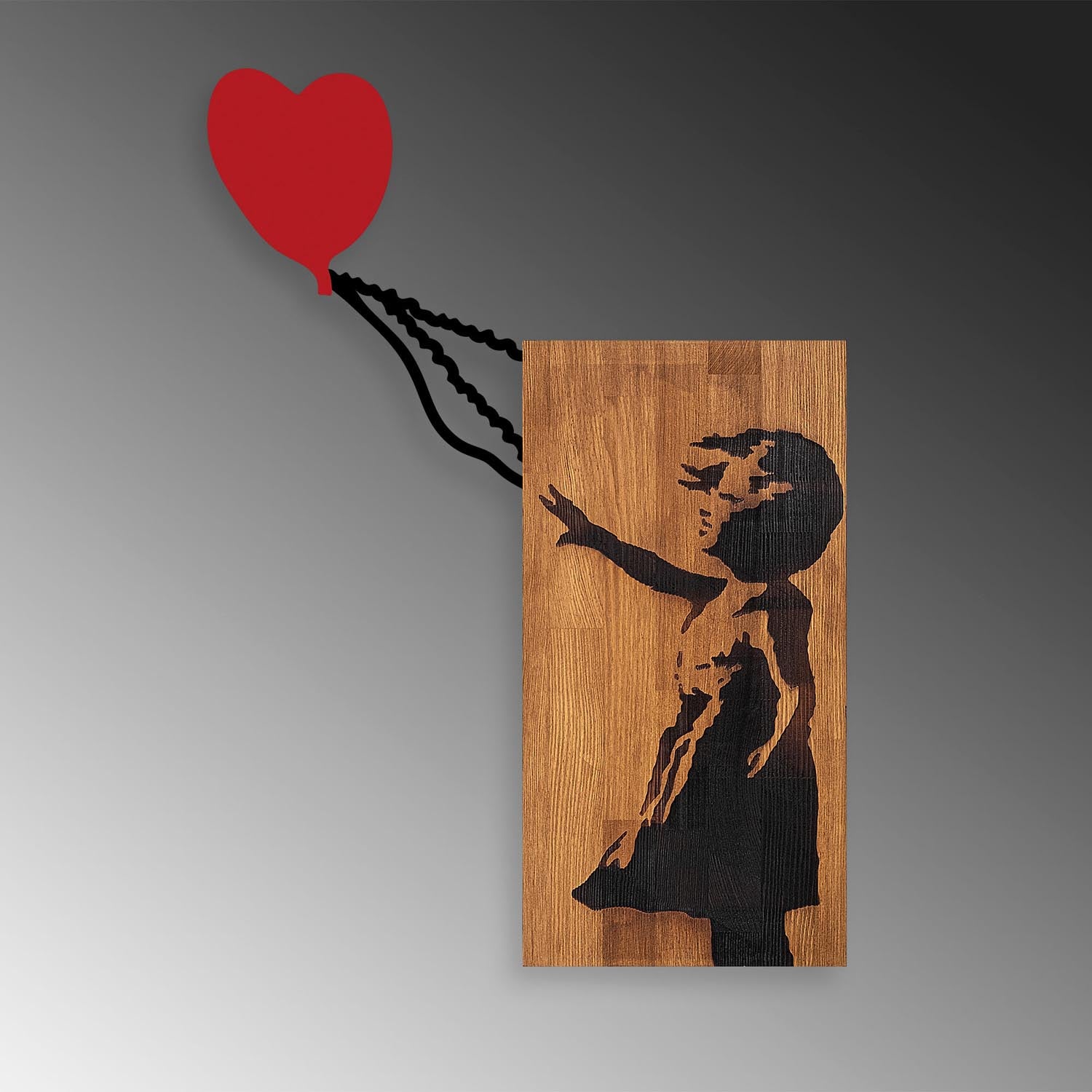 Banksy wall decoration - walnut black