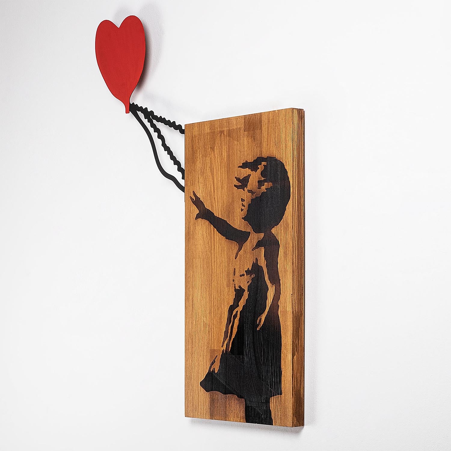 Banksy wall decoration - walnut black