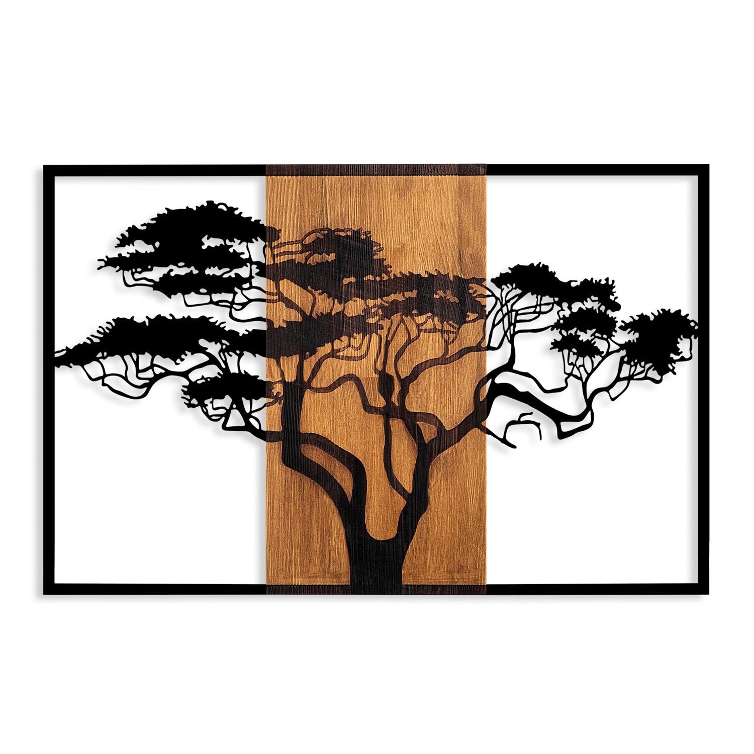 Bringen Sie mit der Acacia Tree Wanddeko in Walnuss Schwarz von Wallity natürliche Eleganz und Wärme in Ihr Zuhause.