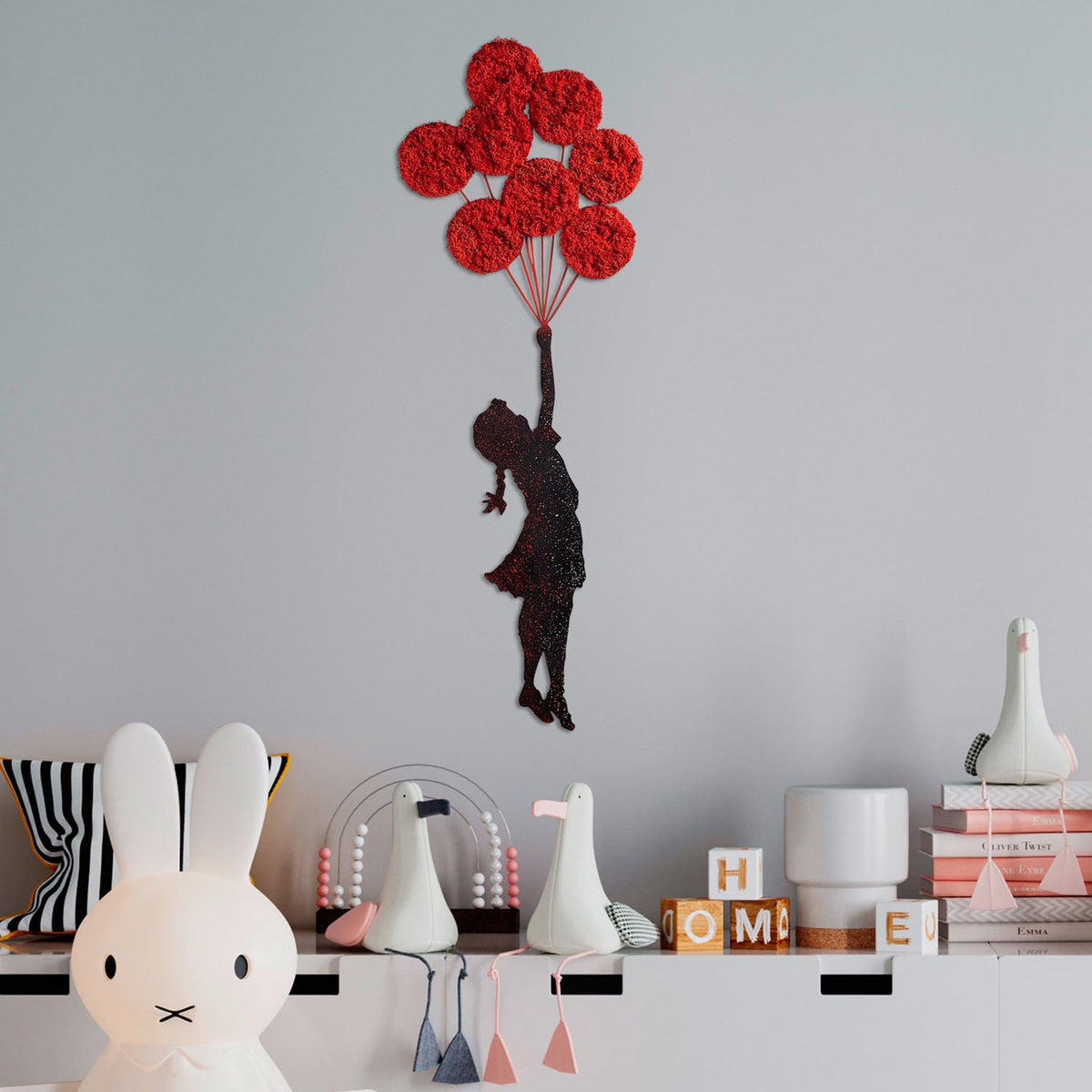 Banksy Wanddeko - Rot Schwarz in Rot Schwarz präsentiert im Onlineshop von KAQTU Design AG. Wanddeko ist von Wallity