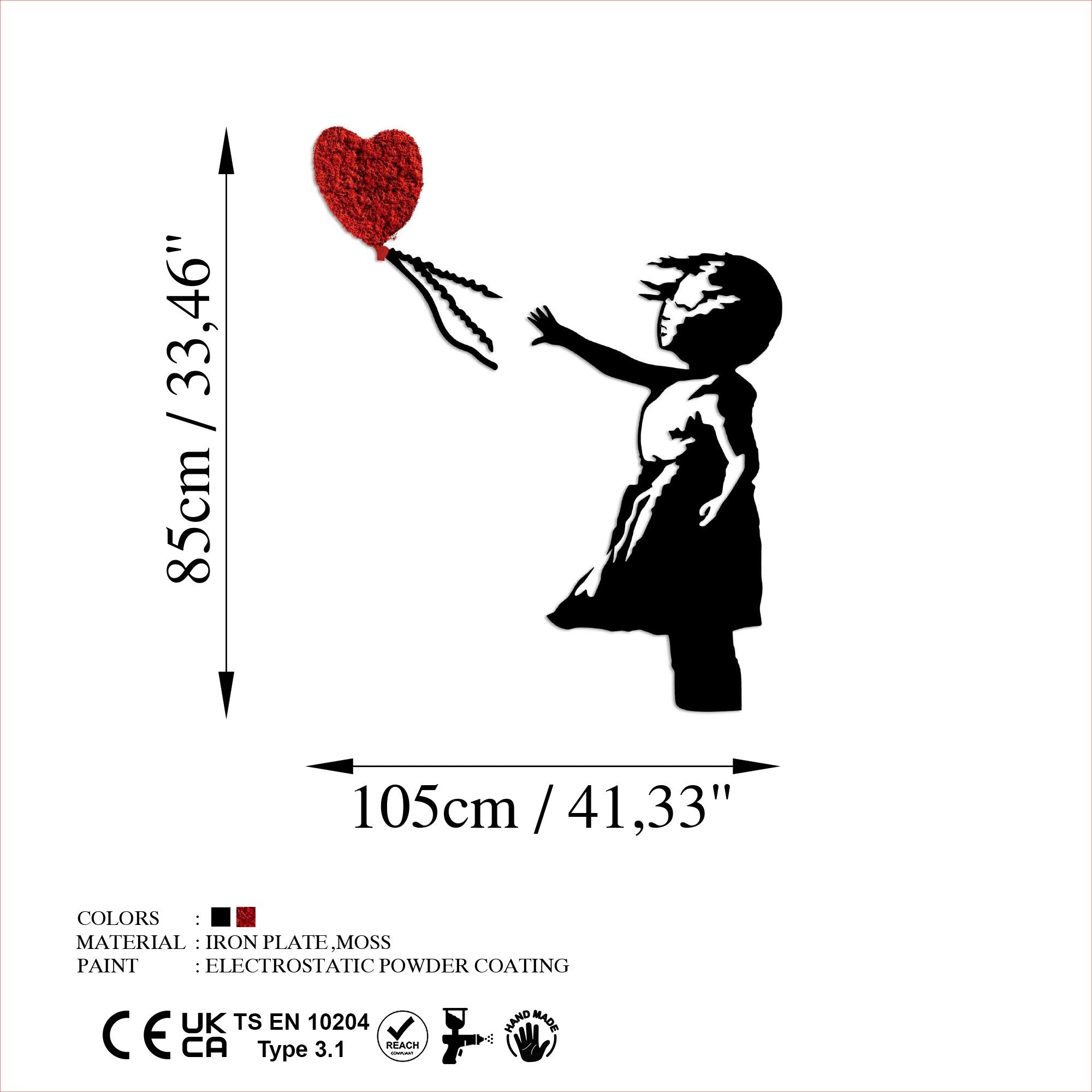 Entdecken Sie die fesselnde Banksy Wanddeko in Rot Schwarz von Wallity – ein handgefertigtes Meisterwerk, das jeden Raum stilvoll verwandelt.