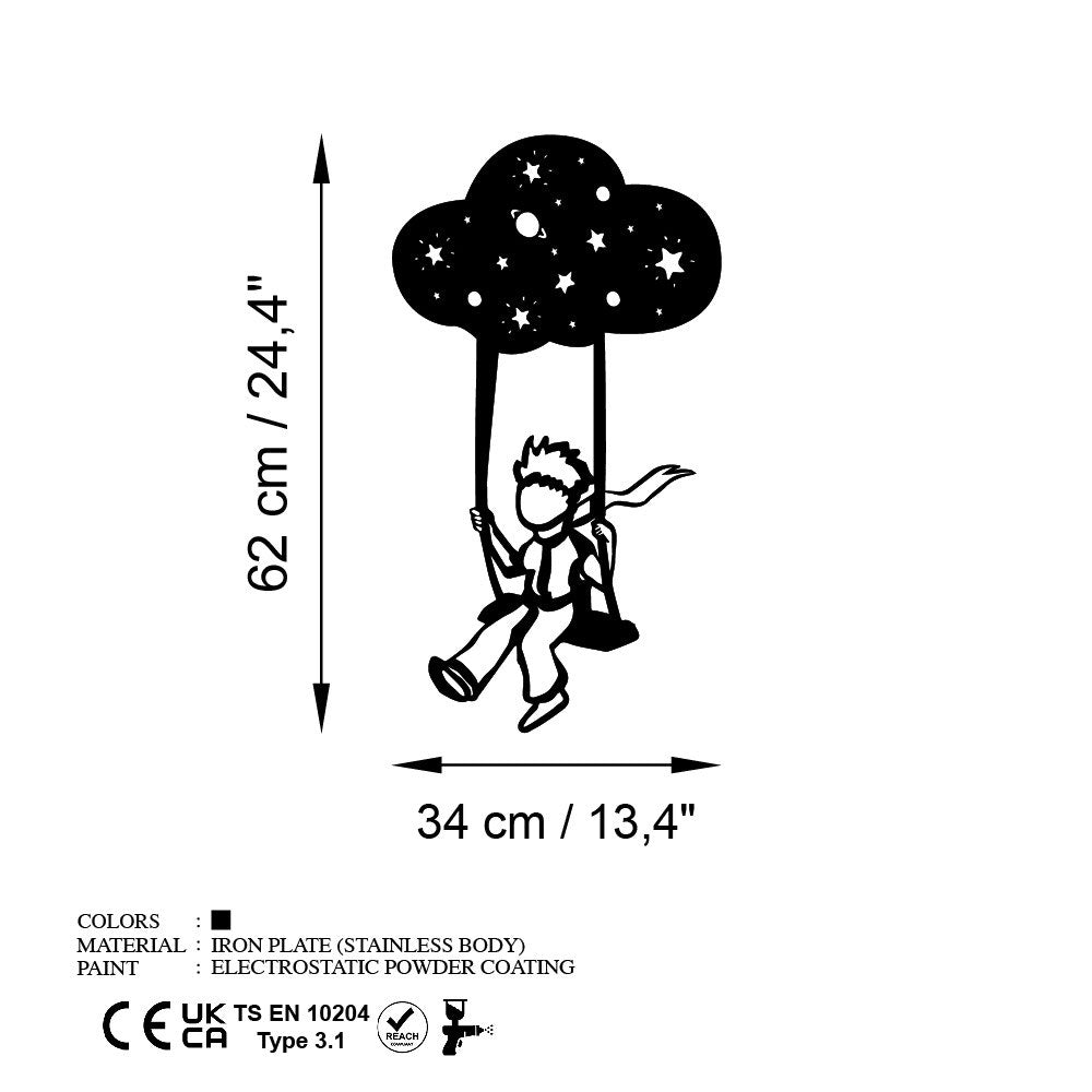 Verleihen Sie Ihrem Raum mit "The Little Prince 6" von Wallity einen Hauch von Eleganz. Diese schwarze Metall-Wanddeko ist ein zeitloser Blickfang.