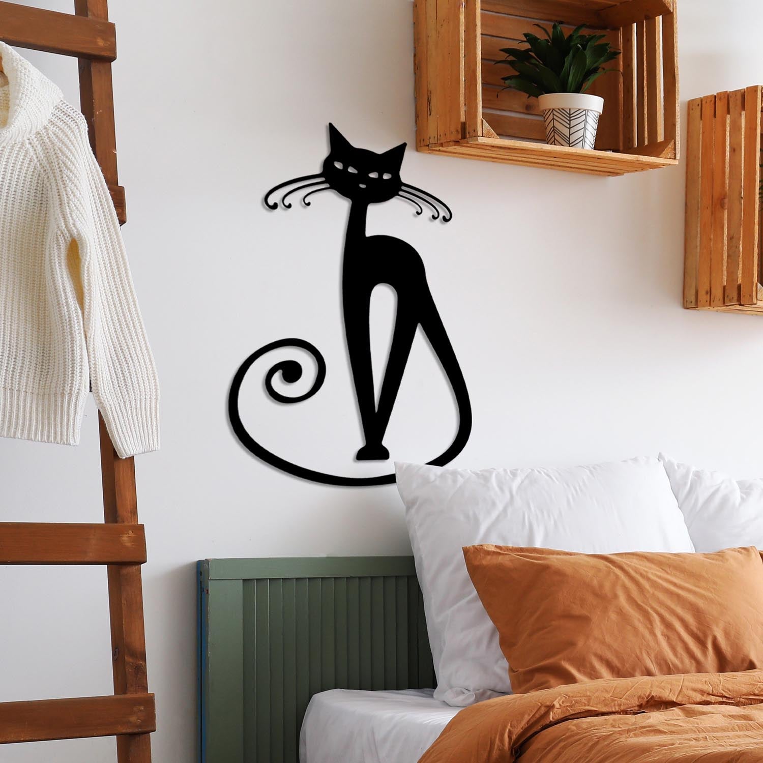 Verleihen Sie Ihrem Zuhause mit der Cat 6 Wanddeko in Schwarz von Wallity einen modernen Akzent. Hochwertiges Metall, langlebig und stilvoll.