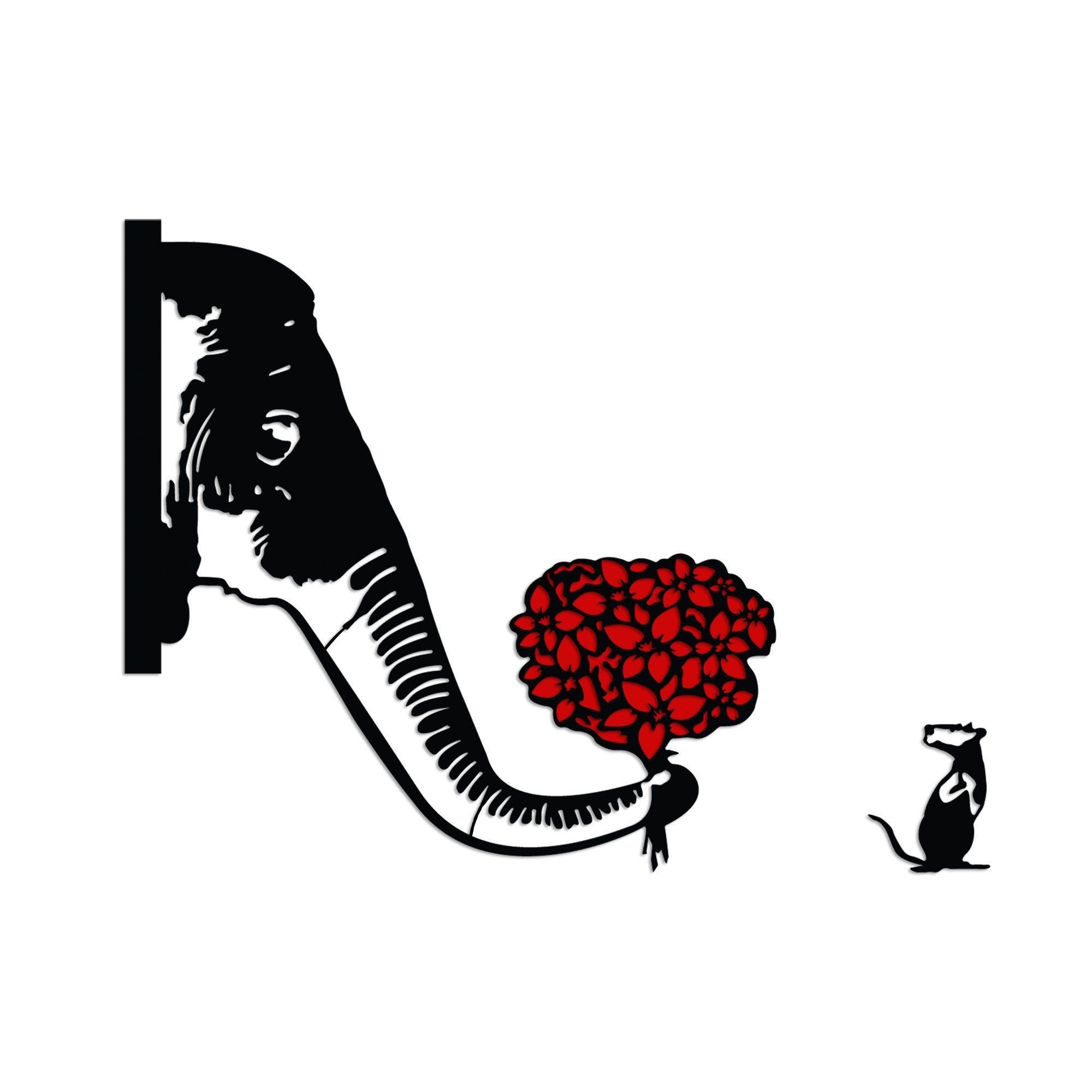 Banksy Metal 04 in Schwarz Rot präsentiert im Onlineshop von KAQTU Design AG. Wanddeko ist von Wallity