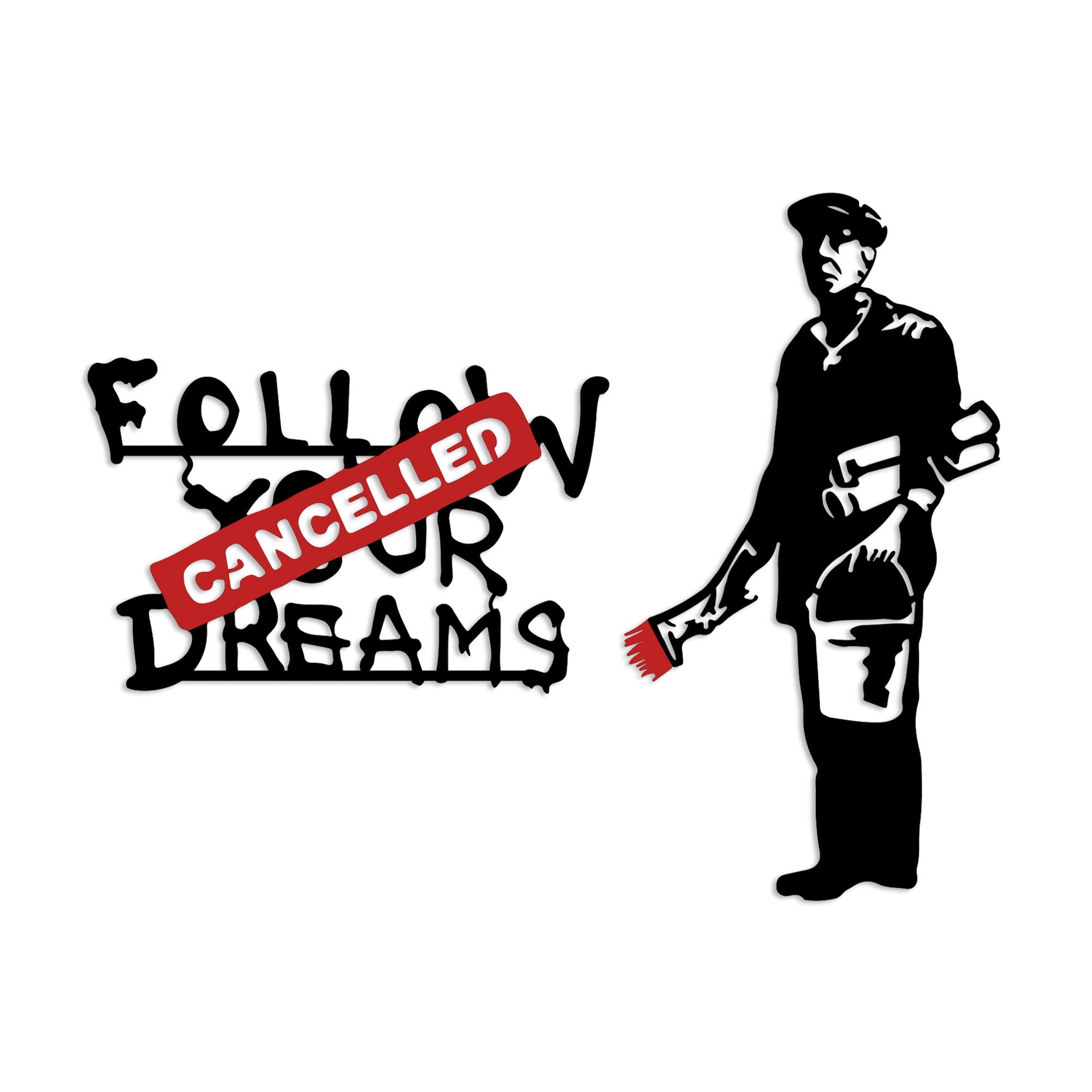 Banksy Metal 06 in Weiss Rot präsentiert im Onlineshop von KAQTU Design AG. Wanddeko ist von Wallity