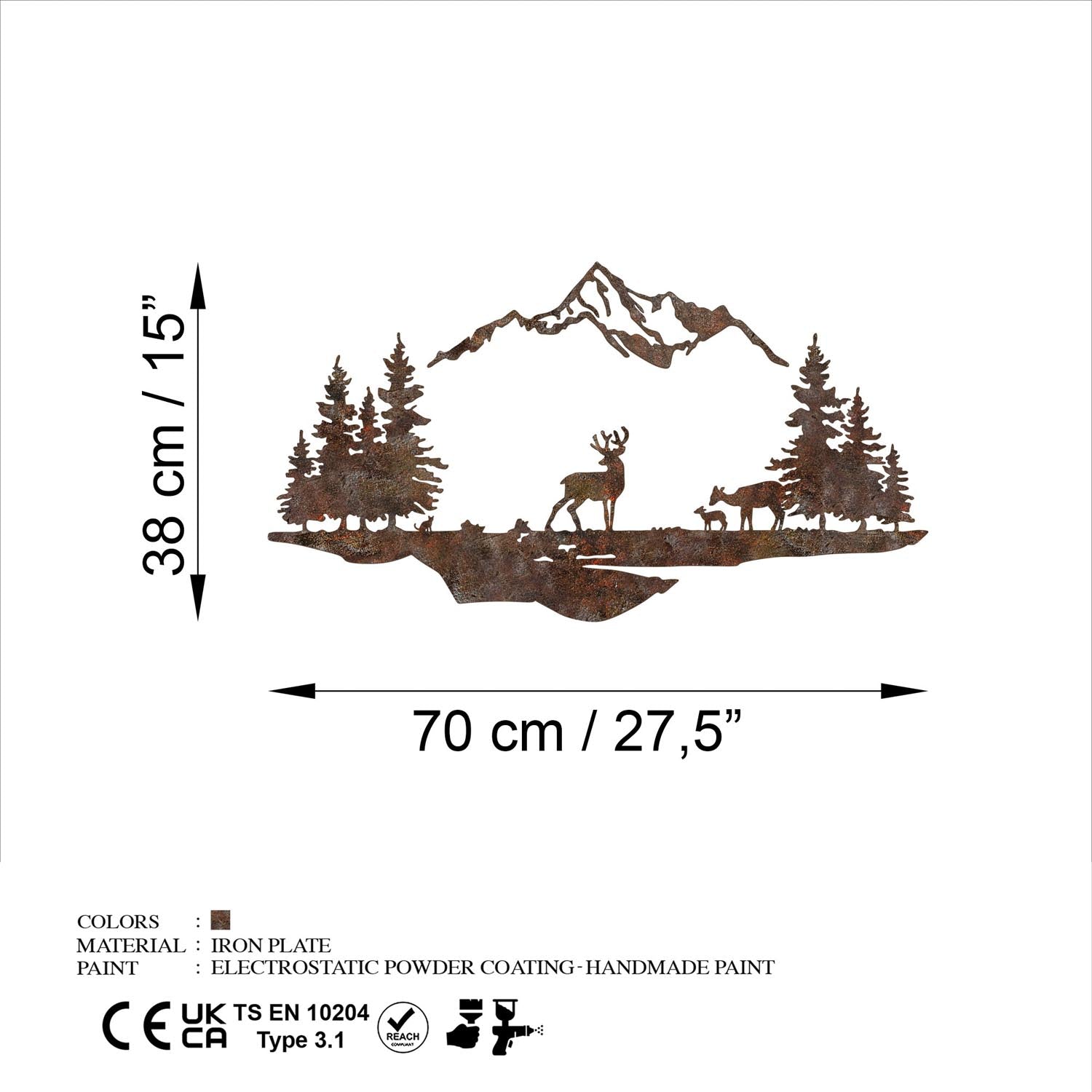 Entdecken Sie die handbemalte Wanddeko "Rusty Landscape 1" von Wallity – ein einzigartiges Metallkunstwerk, das Ihrem Zuhause Vintage-Charme verleiht.