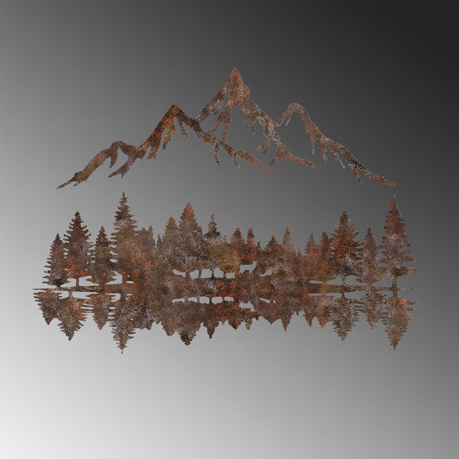 Verleihen Sie Ihrem Zuhause mit der Rusty Landscape 2 Wanddeko von Wallity einen Hauch von Vintage-Charme und handwerklicher Eleganz.