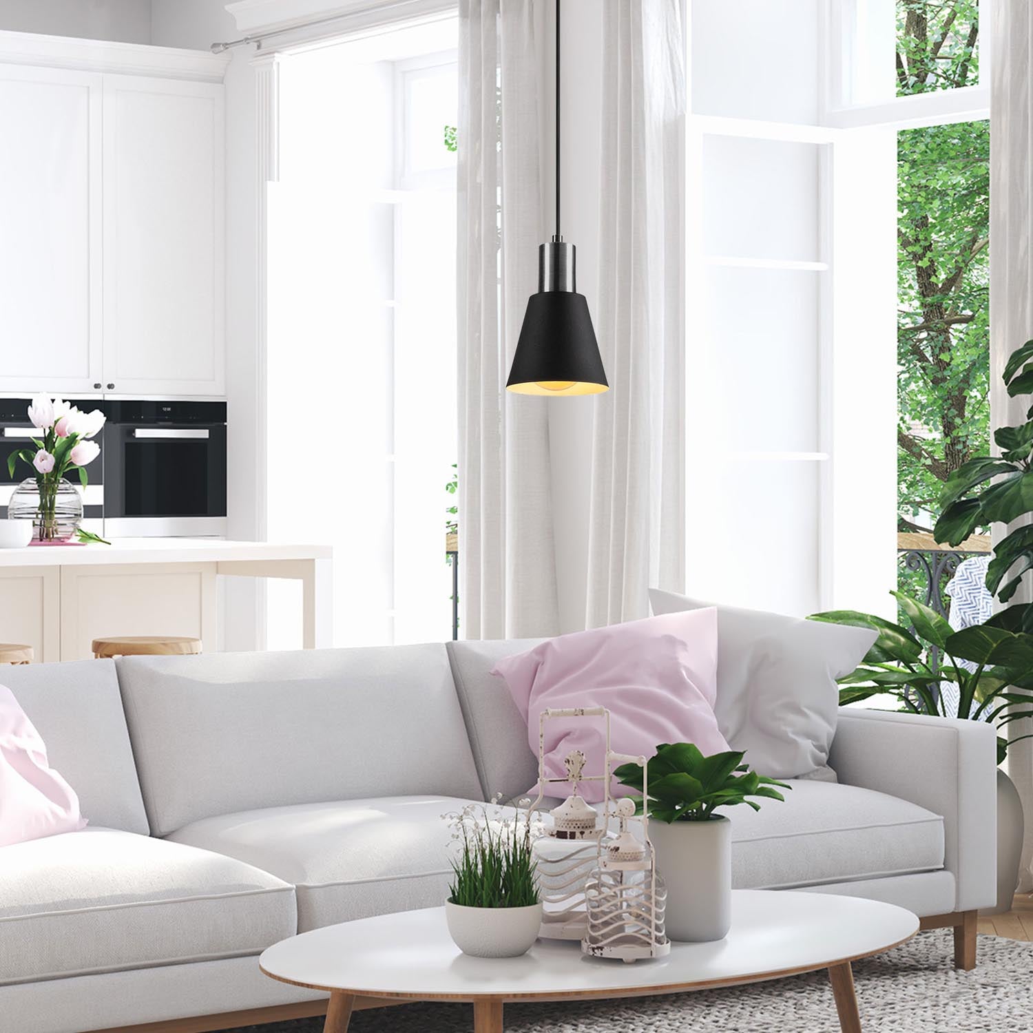 Verleihen Sie Ihrem Zuhause mit der Kem Pendelleuchte in Schwarz Nickel von Opviq einen Hauch von skandinavischer Eleganz und zeitloser Schönheit.