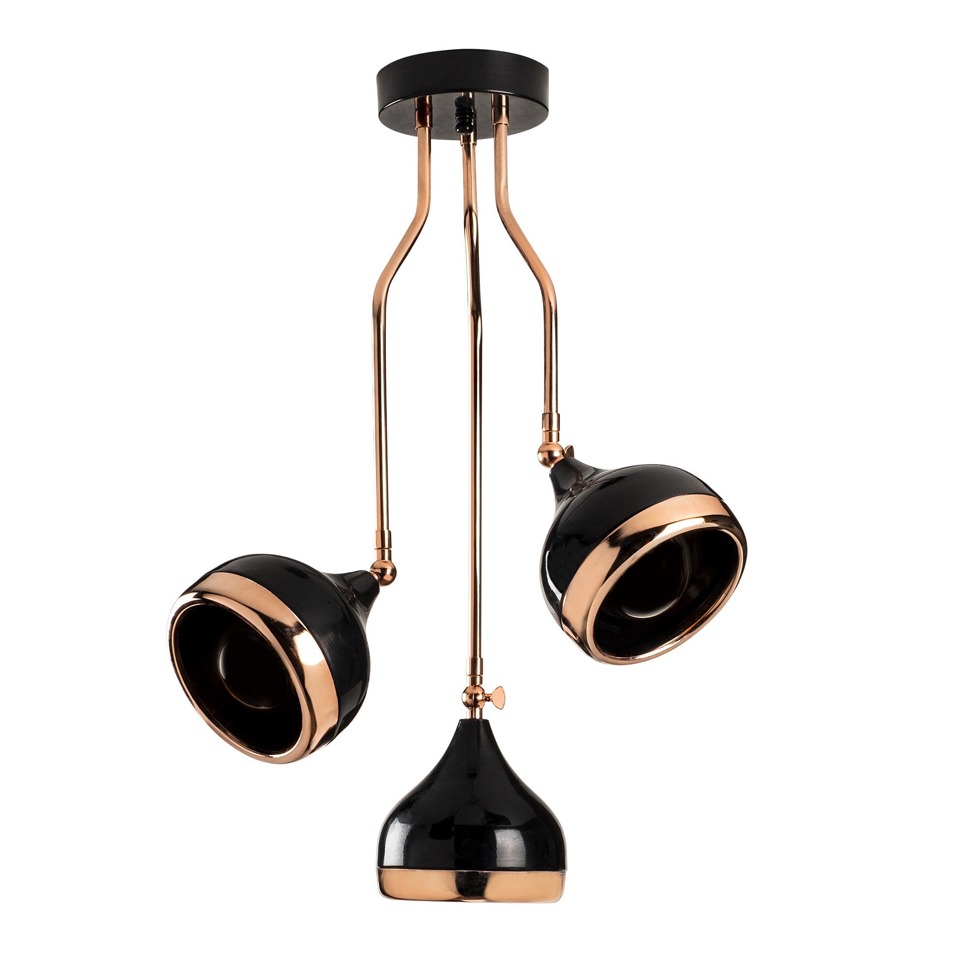 Verleihen Sie Ihrem Raum mit der Yıldo Pendelleuchte von Opviq in Schwarz und Kupfer einen Hauch von Eleganz. Ihr modernes Design und die verstellbare Höhe machen sie zum perfekten Blickfang.