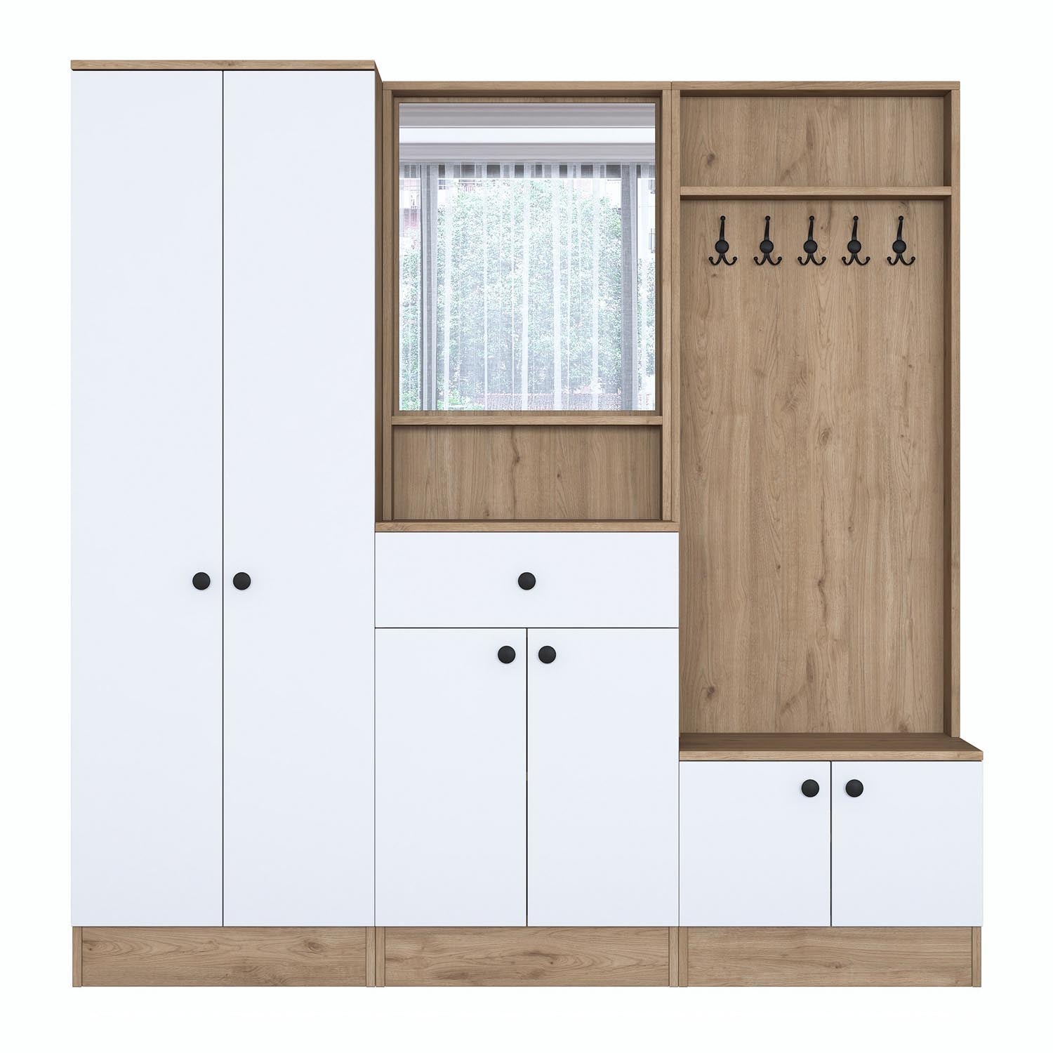 P6 - M3 - 2490 in Weisser Walnuss präsentiert im Onlineshop von KAQTU Design AG. Garderobe ist von Hanah Home