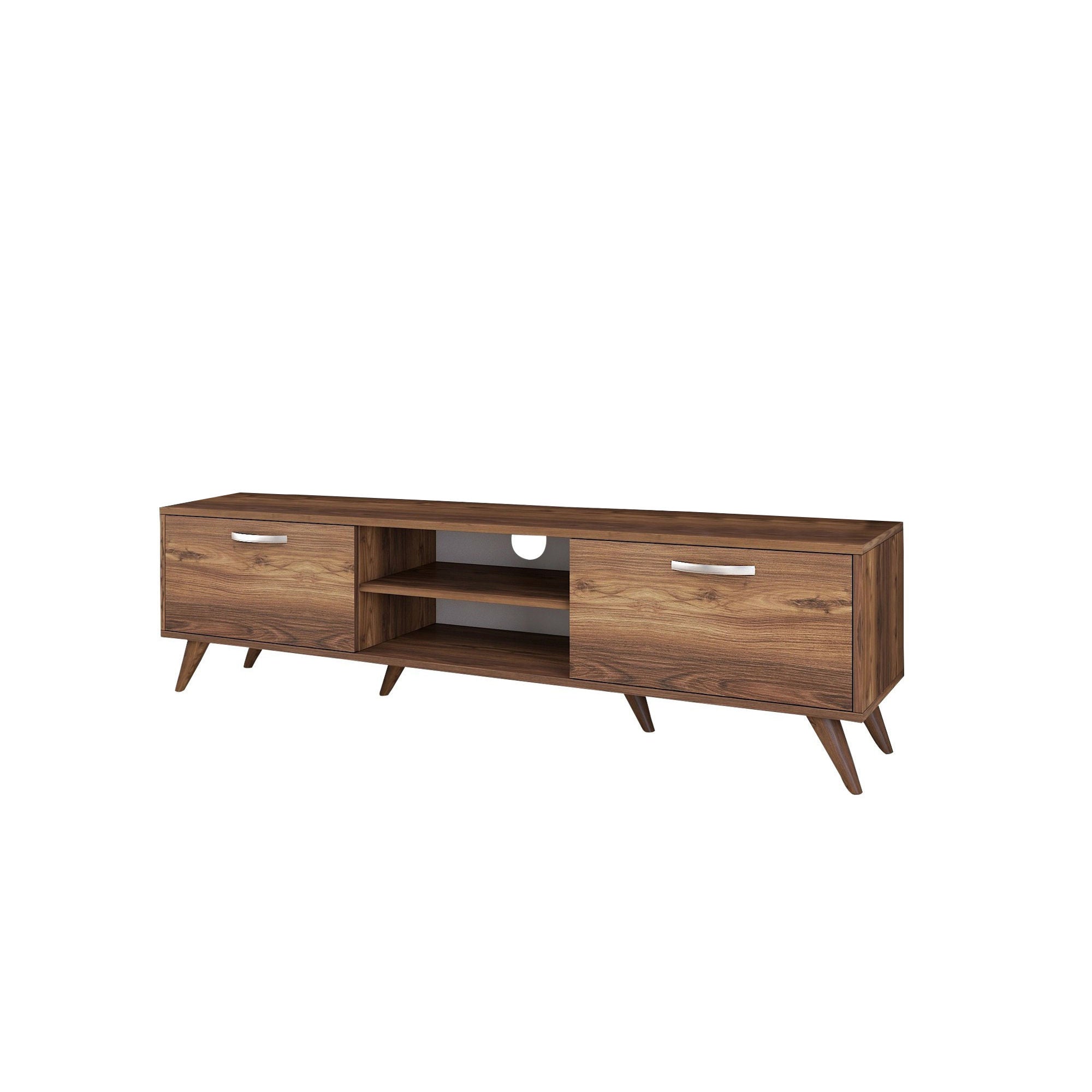 Verleihen Sie Ihrem Wohnraum mit dem A9 Sideboard in Walnuss von Hanah Home einen Hauch von Eleganz. Ideal für stilvolle Ordnung!