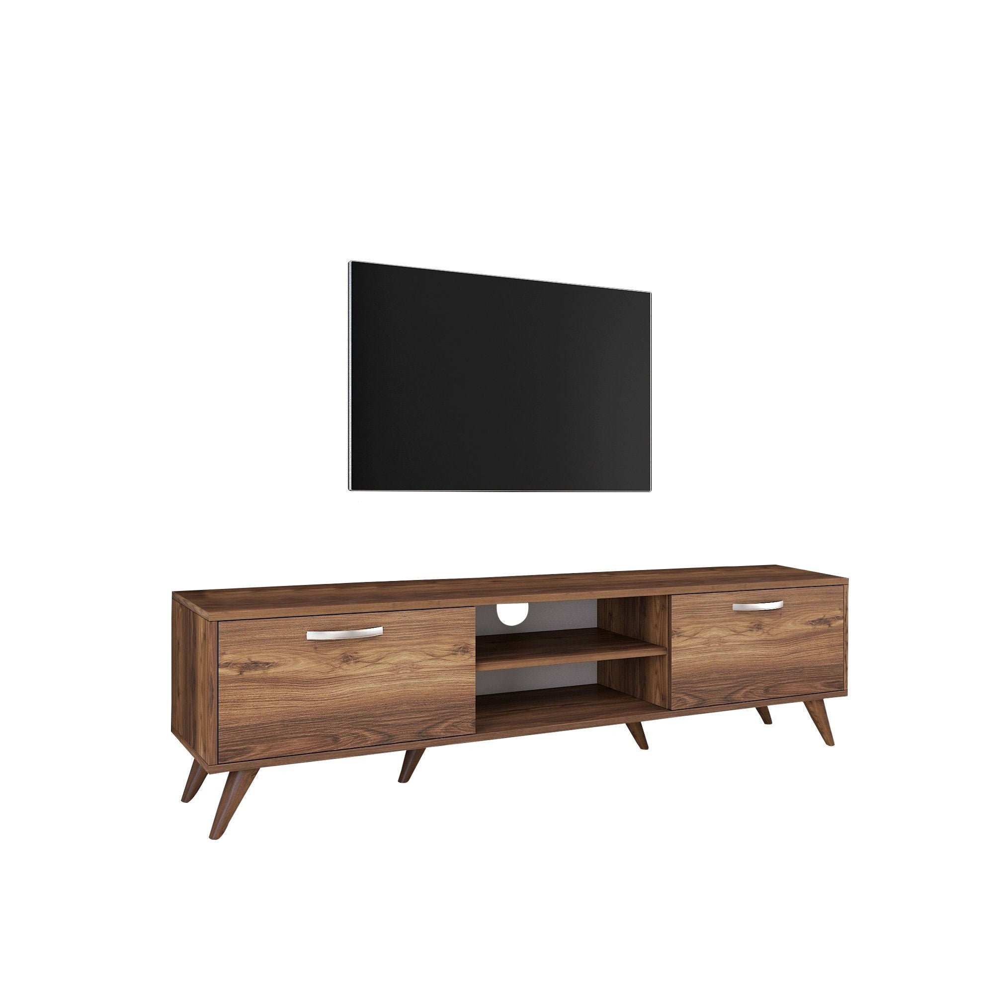 Verleihen Sie Ihrem Wohnraum mit dem A9 Sideboard in Walnuss von Hanah Home einen Hauch von Eleganz. Ideal für stilvolle Ordnung!