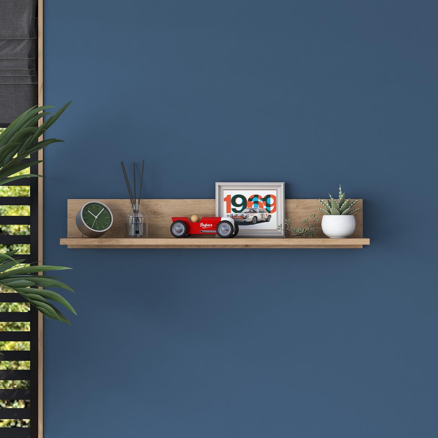 Gestalten Sie Ihre Wände neu mit dem AE104 Wandregal in Walnuss von Hanah Home. Perfekt für stilvolle Präsentationen und optimale Raumnutzung.