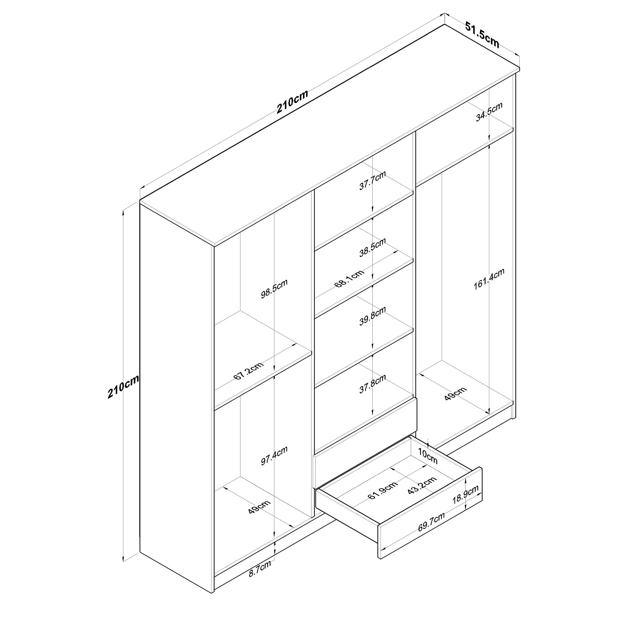 Verleihen Sie Ihrem Schlafzimmer mit der BA111 Garderobe von Hanah Home einen Hauch von Eleganz. Robuste Bauweise und durchdachtes Design bieten optimalen Stauraum.