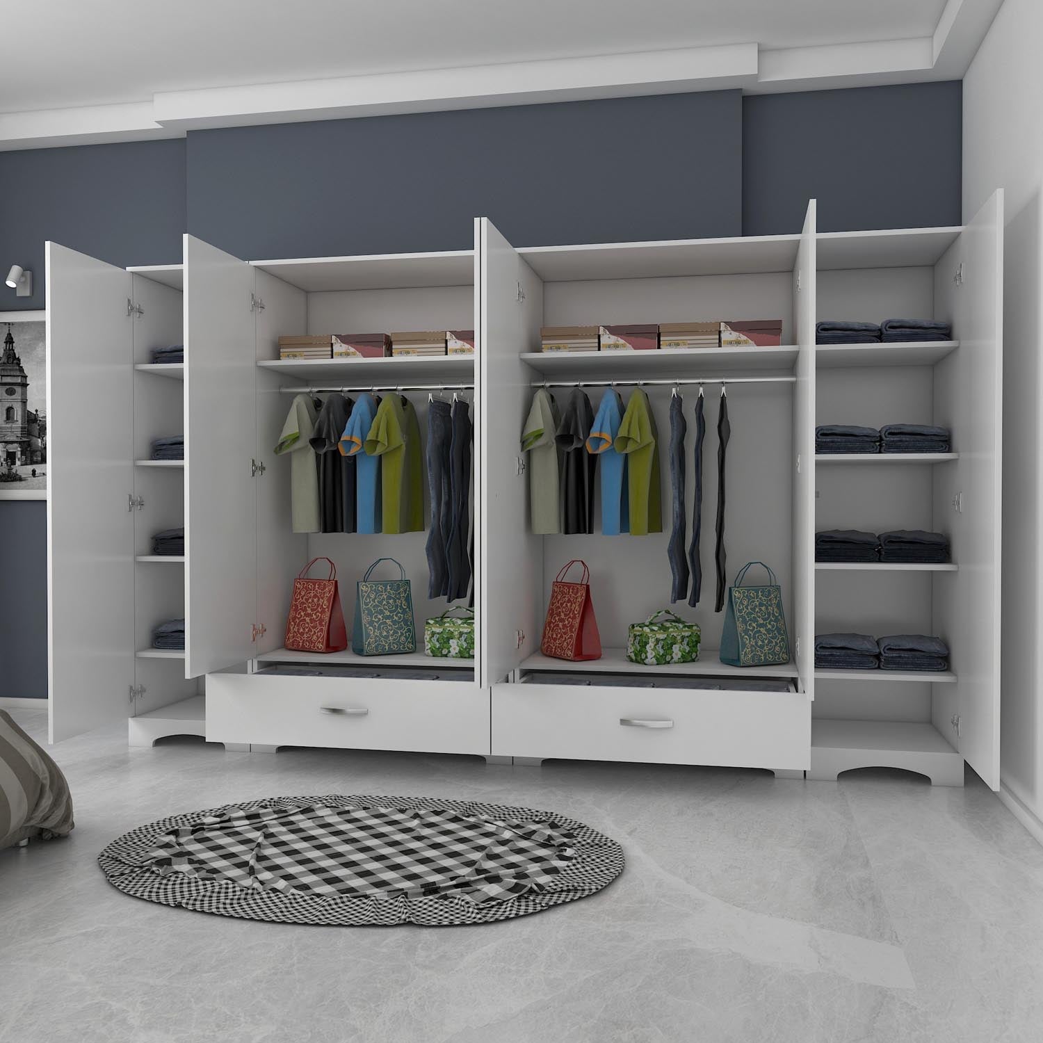 Entdecken Sie die F4 Garderobe von Hanah Home in Weiß – die perfekte Kombination aus Stil und Funktionalität für Ihr Zuhause. Organisieren Sie Ihren Raum elegant!