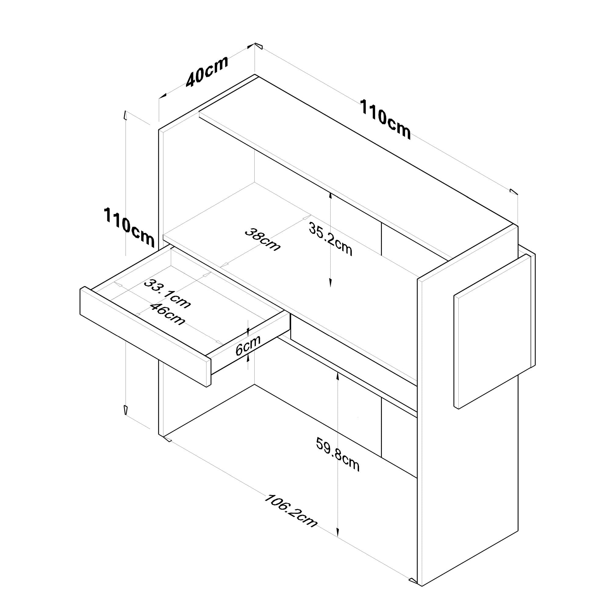 Moderner Empfangstisch MA102 in Weiß und Anthrazit von Hanah Home. Perfekt für eine einladende und professionelle Atmosphäre.