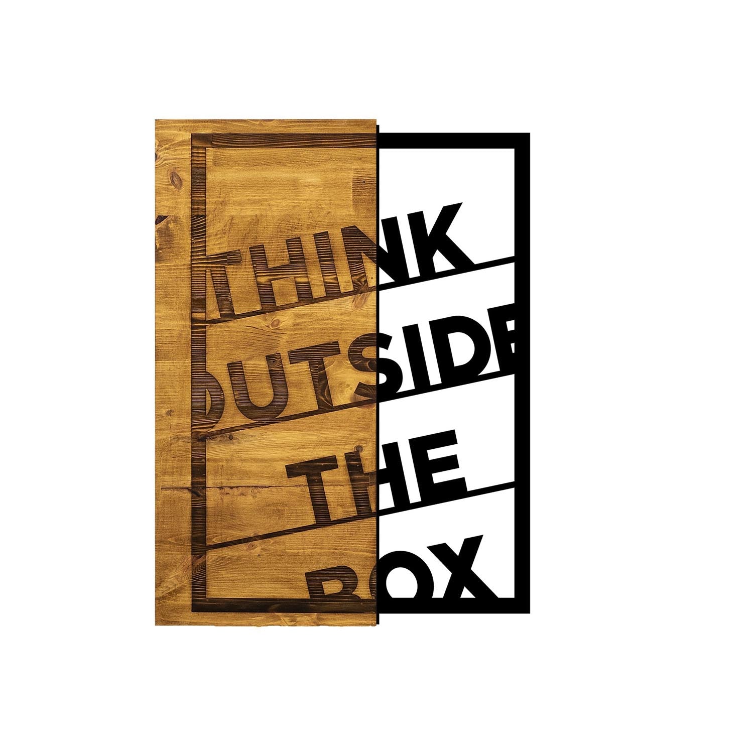 Think Outside The Box in Walnuss Schwarz präsentiert im Onlineshop von KAQTU Design AG. Wanddeko ist von Wallity