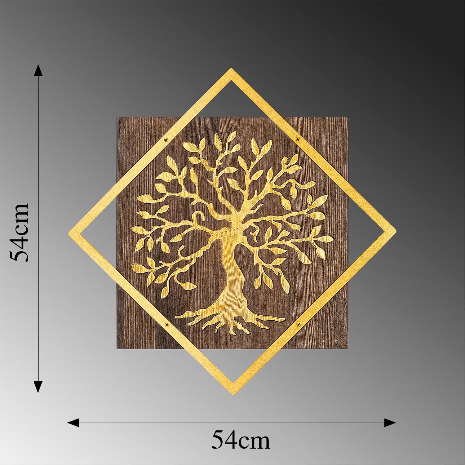 Verleihen Sie Ihrem Raum mit der Tree v2 Wanddeko in Walnuss Gold von Wallity Eleganz und Stil – ein einzigartiges Kunstwerk aus Holz und Metall.