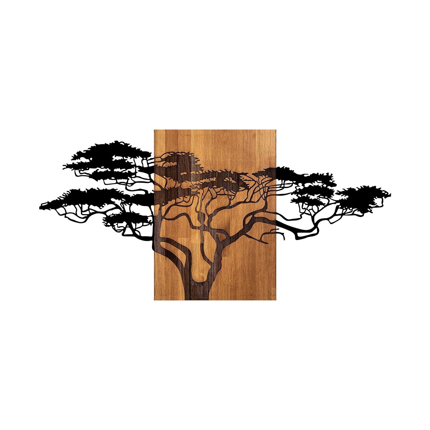 Entdecken Sie die Acacia Tree Wanddeko in Schwarznuss von Wallity – ein einzigartiges Kunstwerk, das Stil und Wärme in jeden Raum bringt.